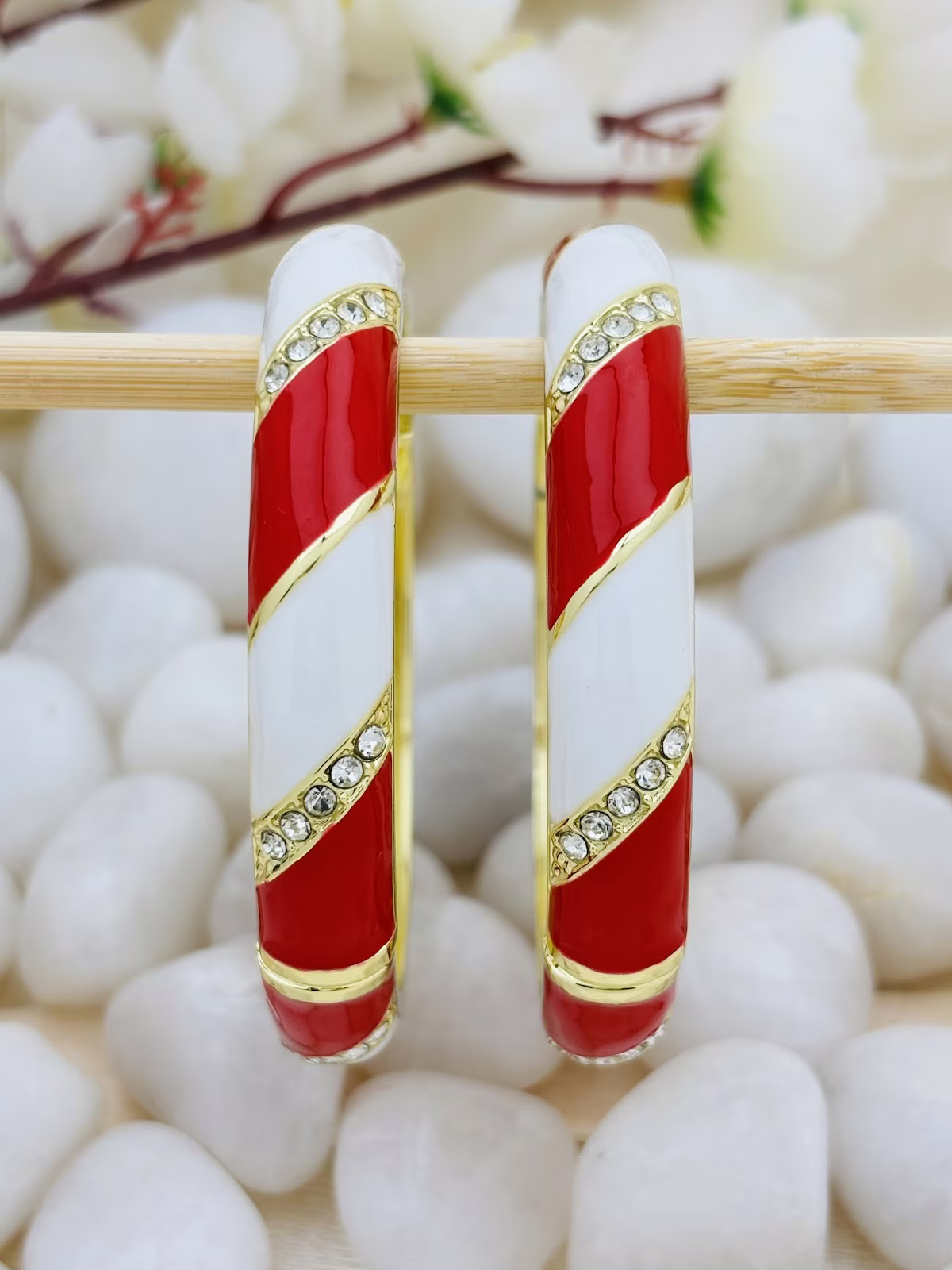 Crystal Sweep Meenakari – Red - White