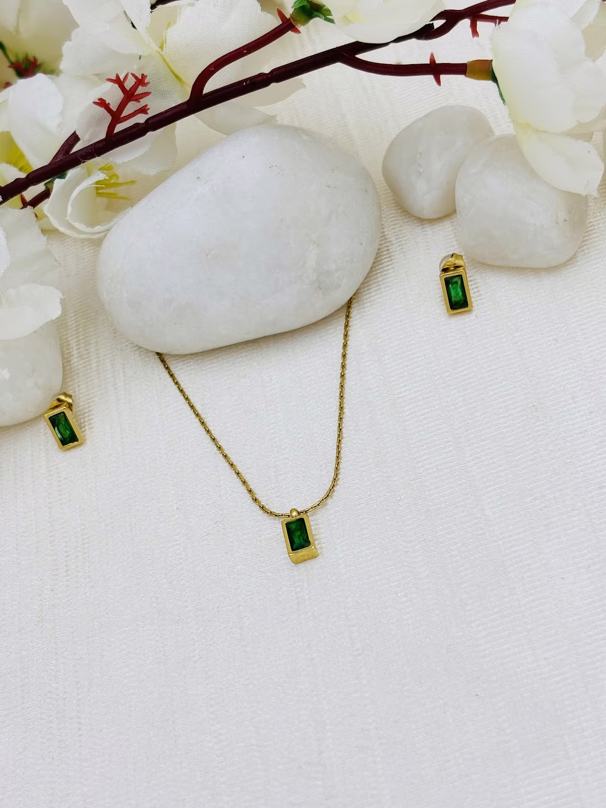 Baguette Pendant Set – Dark Green