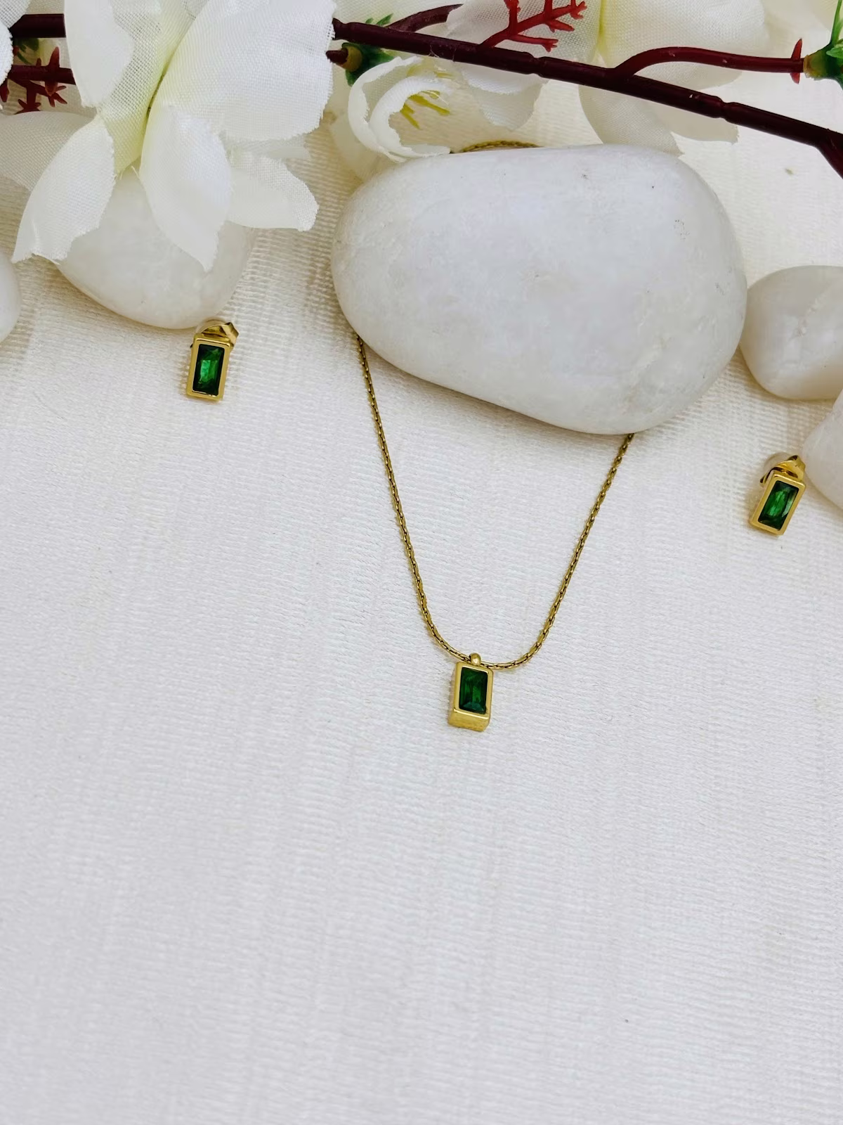 Baguette Pendant Set – Dark Green