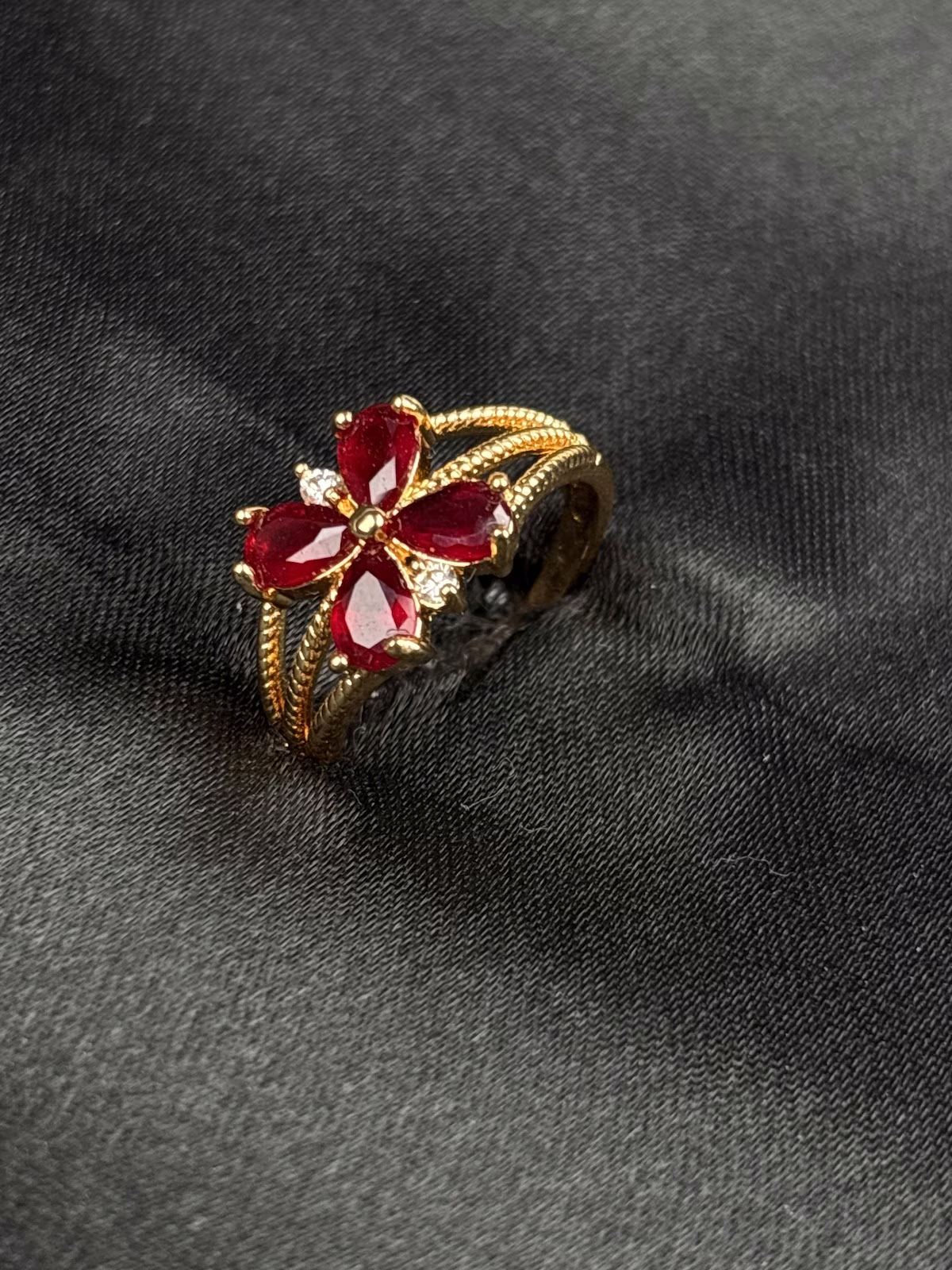 Garnet Petal Ring
