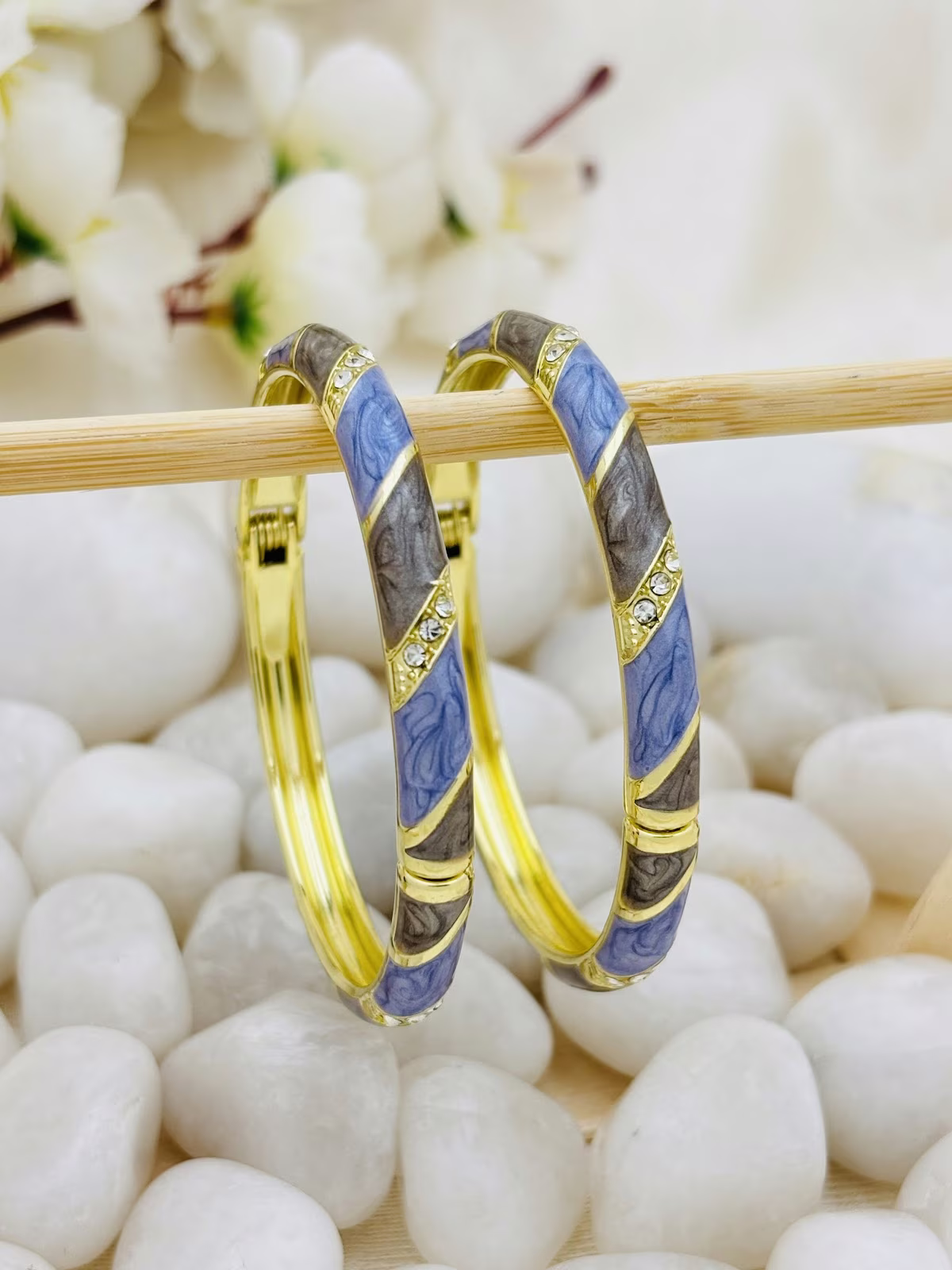 Ribbon Meenakari Kada – Blue-Grey