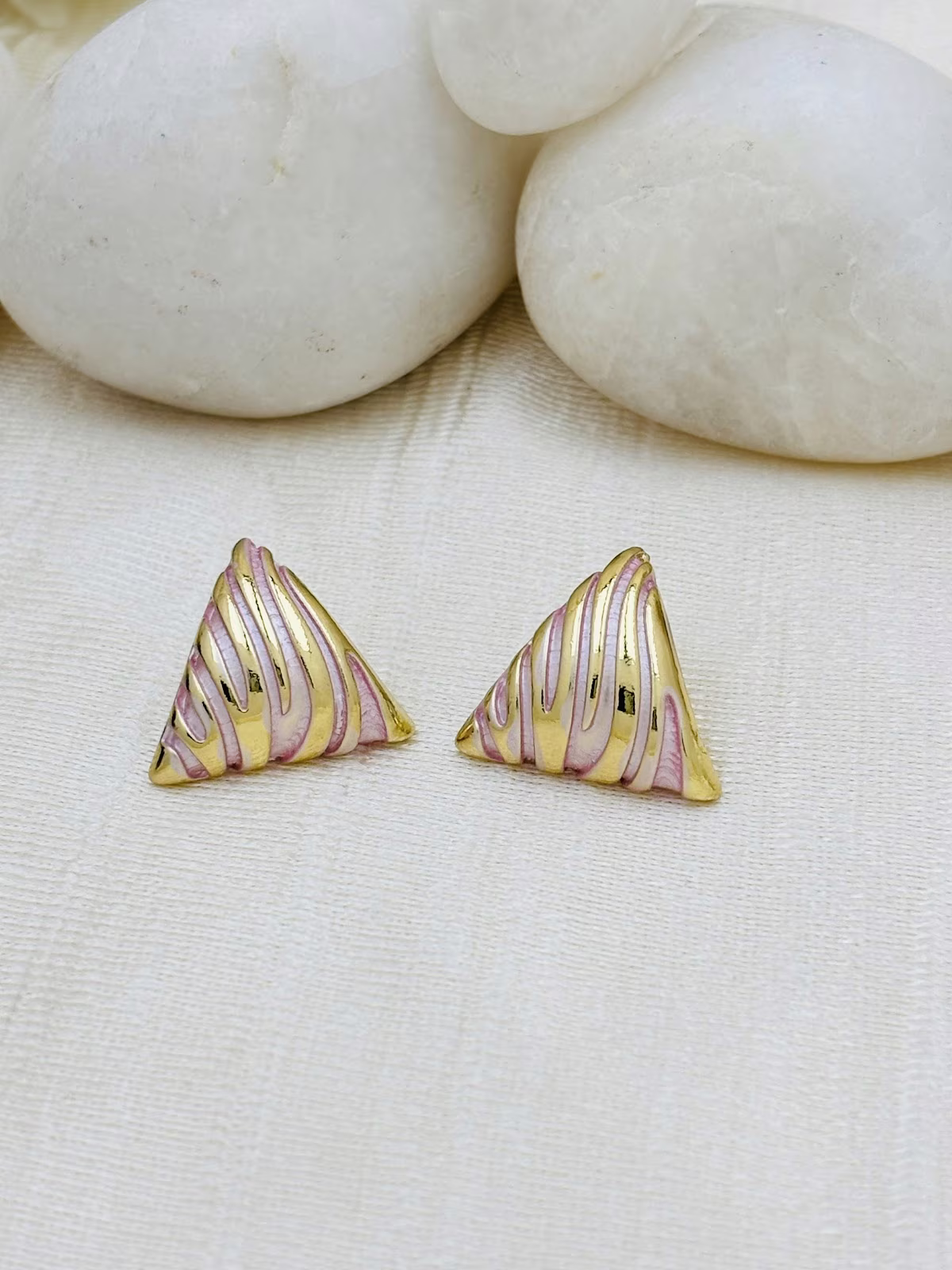 Prism Enamel Studs – Pink