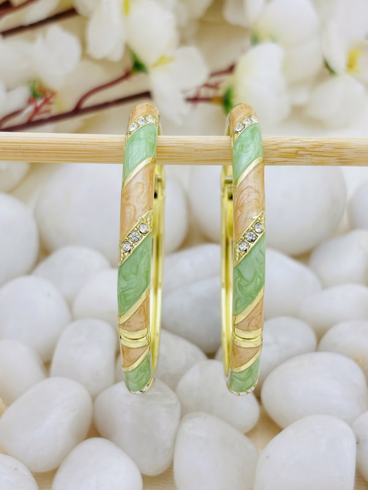 Panel Meenakari Kada – Mint-Peach