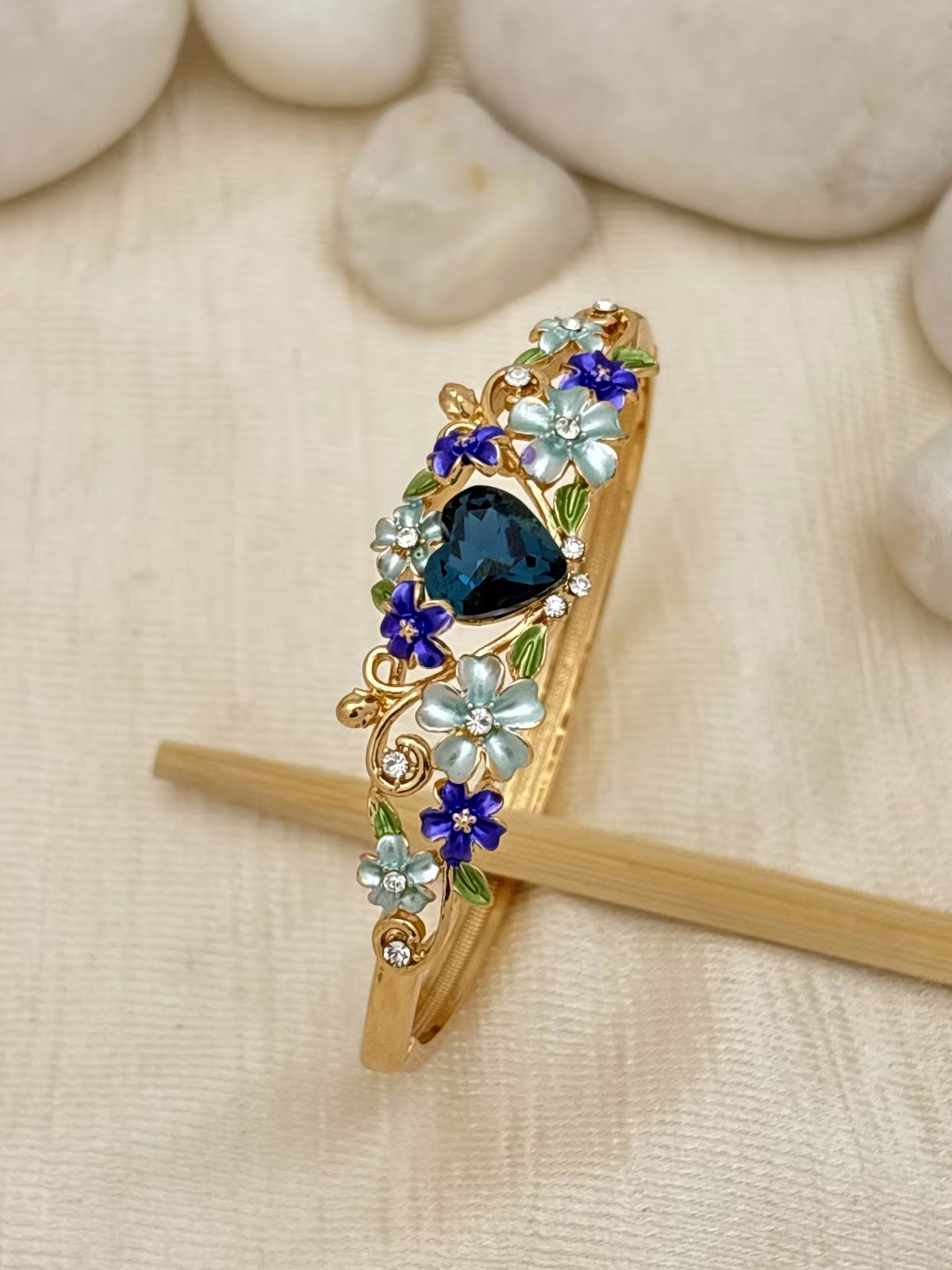 Floral Gem Bracelet – Blue