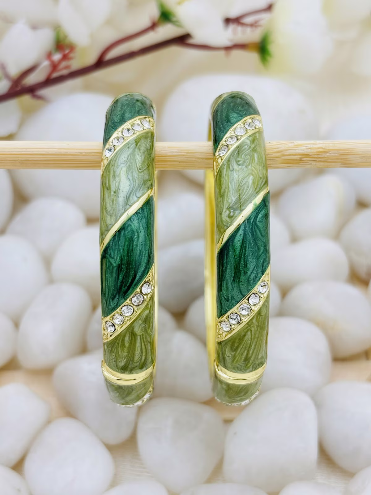 Crystal Sweep Meenakari – Emerald - Olive Green