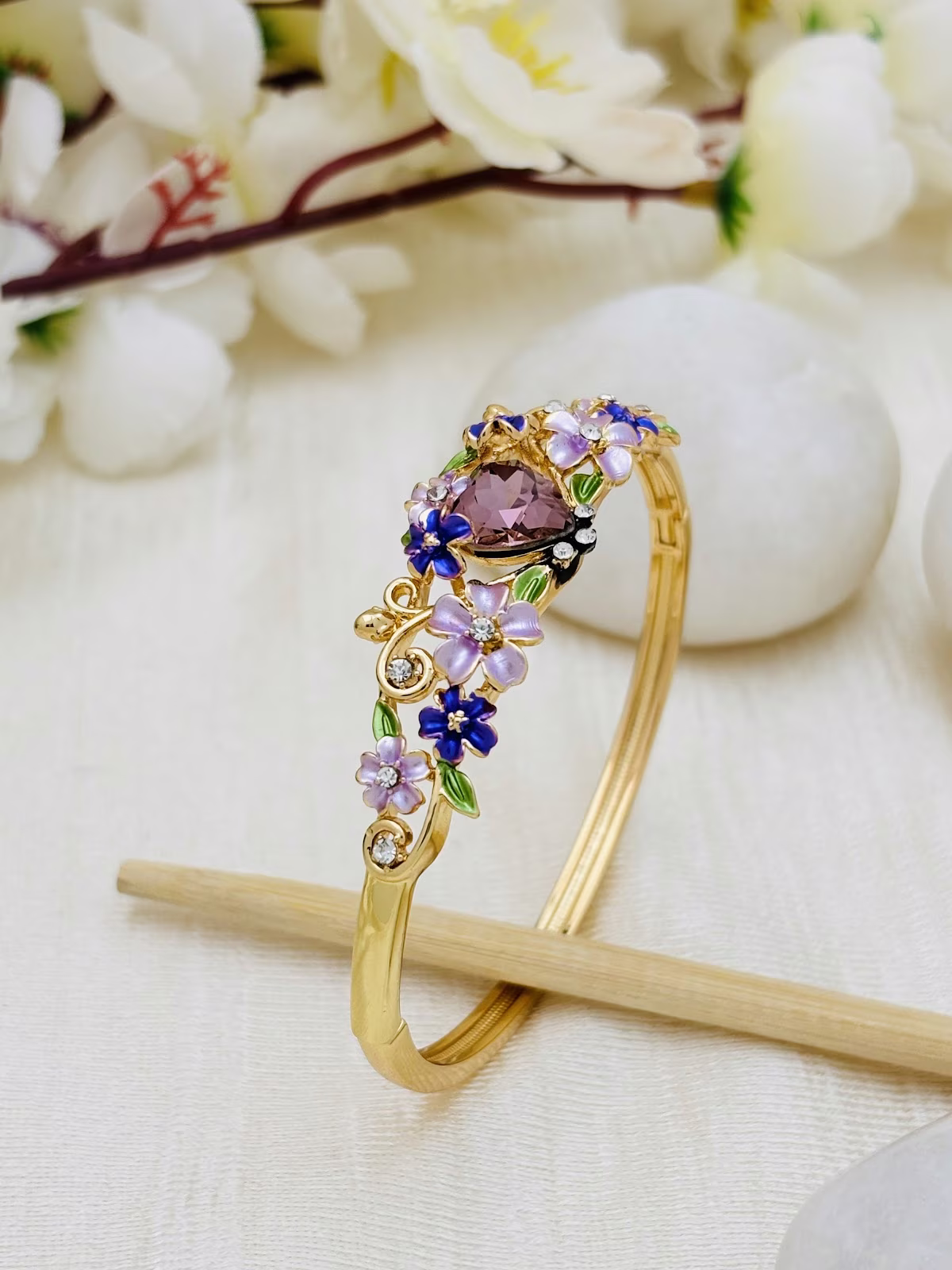 Floral Gem Bracelet – Purple