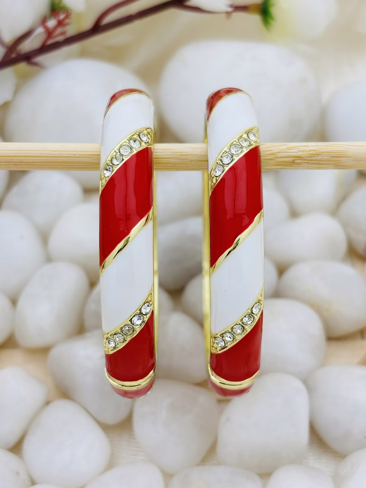 Crystal Sweep Meenakari – Red - White