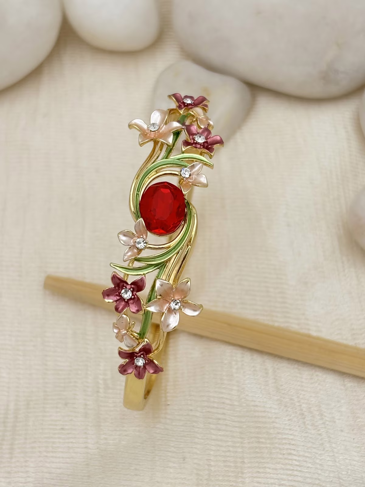 Swirl Gem Bracelet – Red