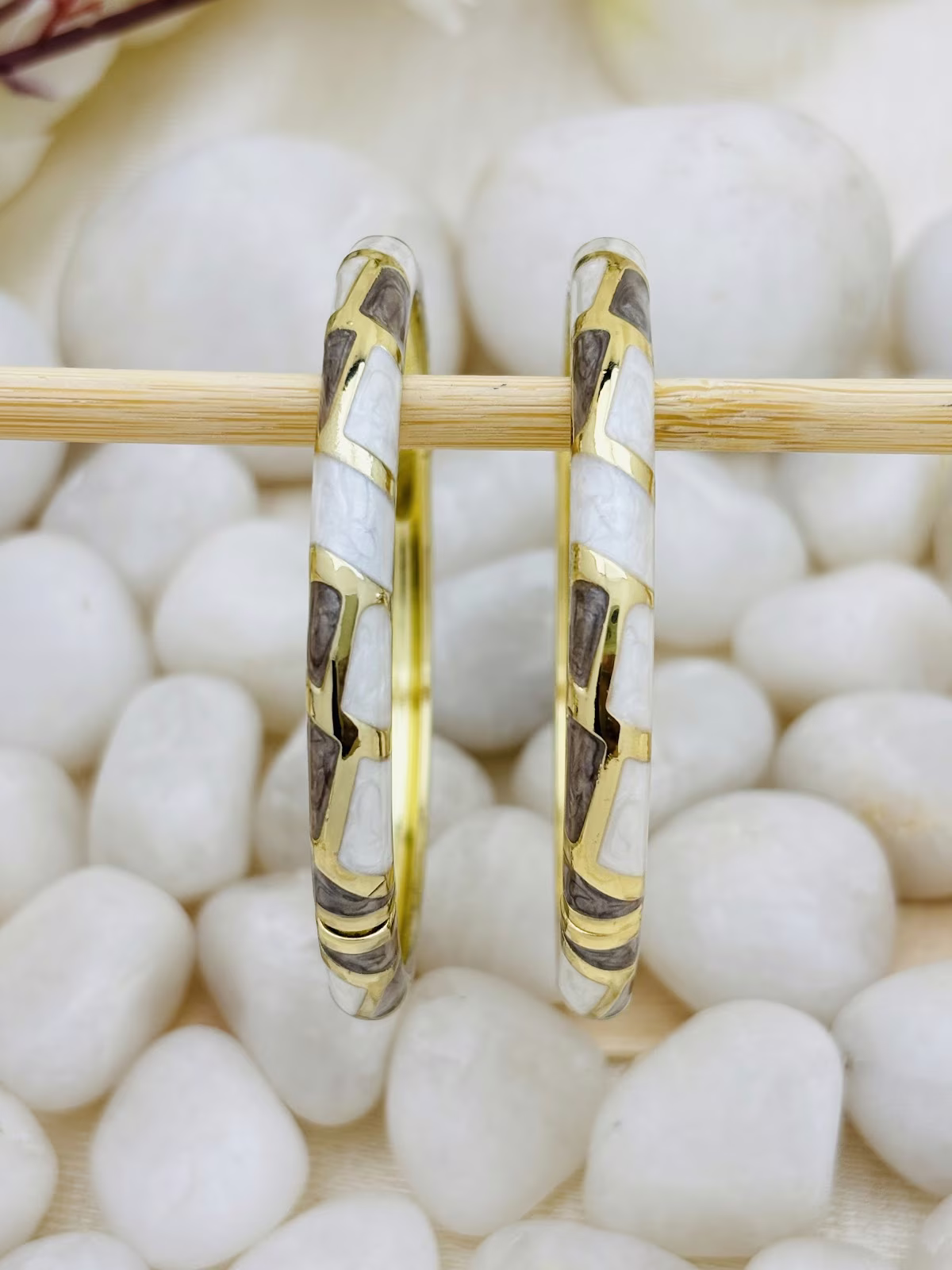 Mosaic Meenakari Kada – White-Grey