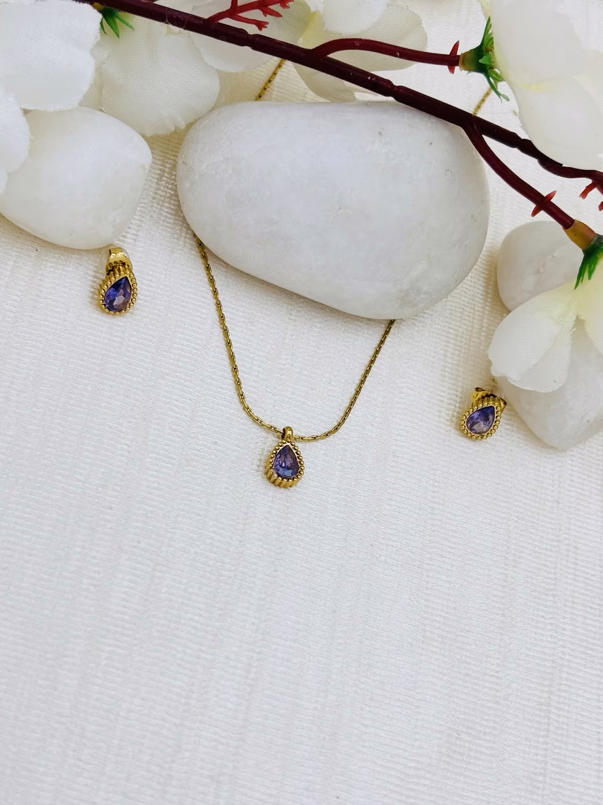 Teardrop Pendant Set – Purple