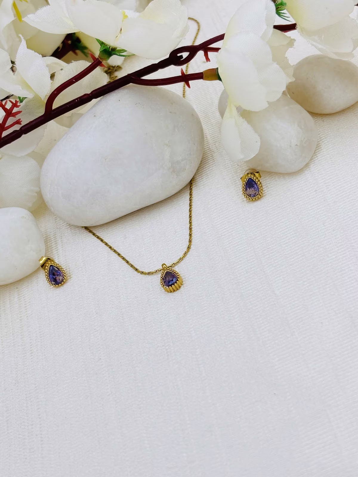 Teardrop Pendant Set – Purple