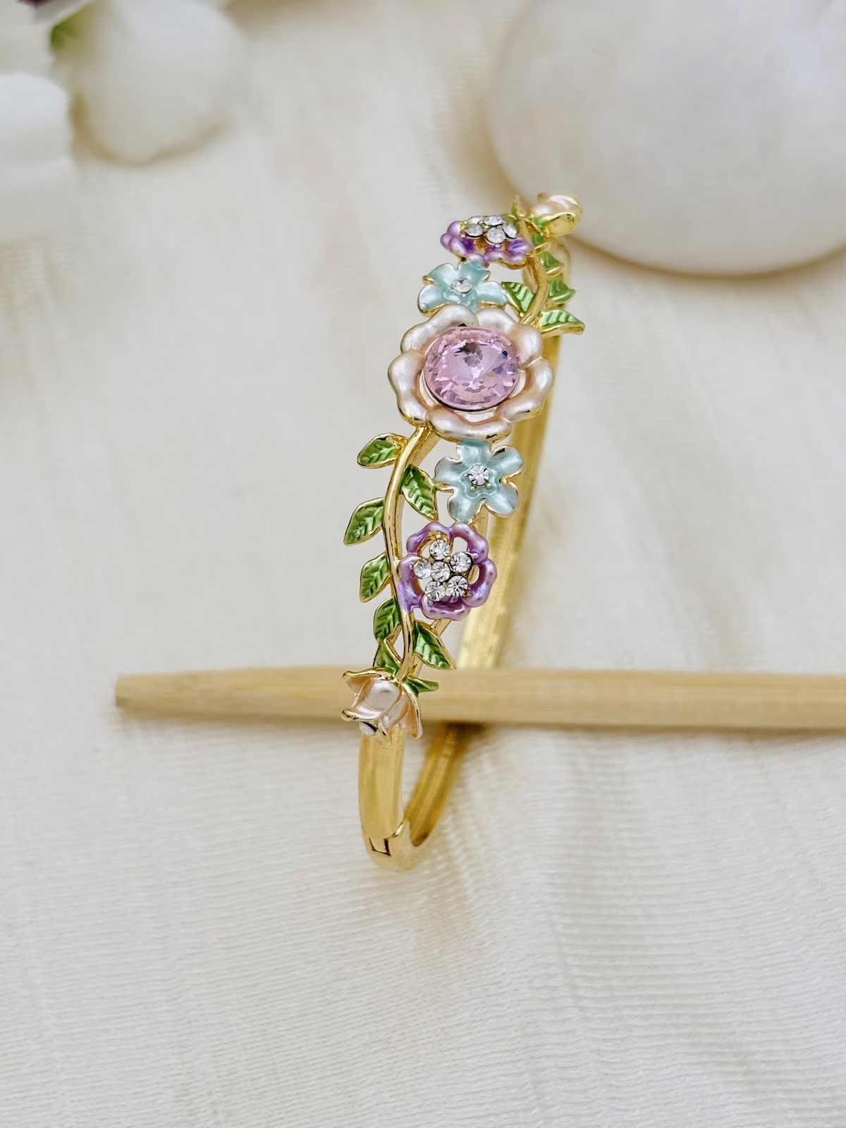Crystal Bloom Bracelet – Pink