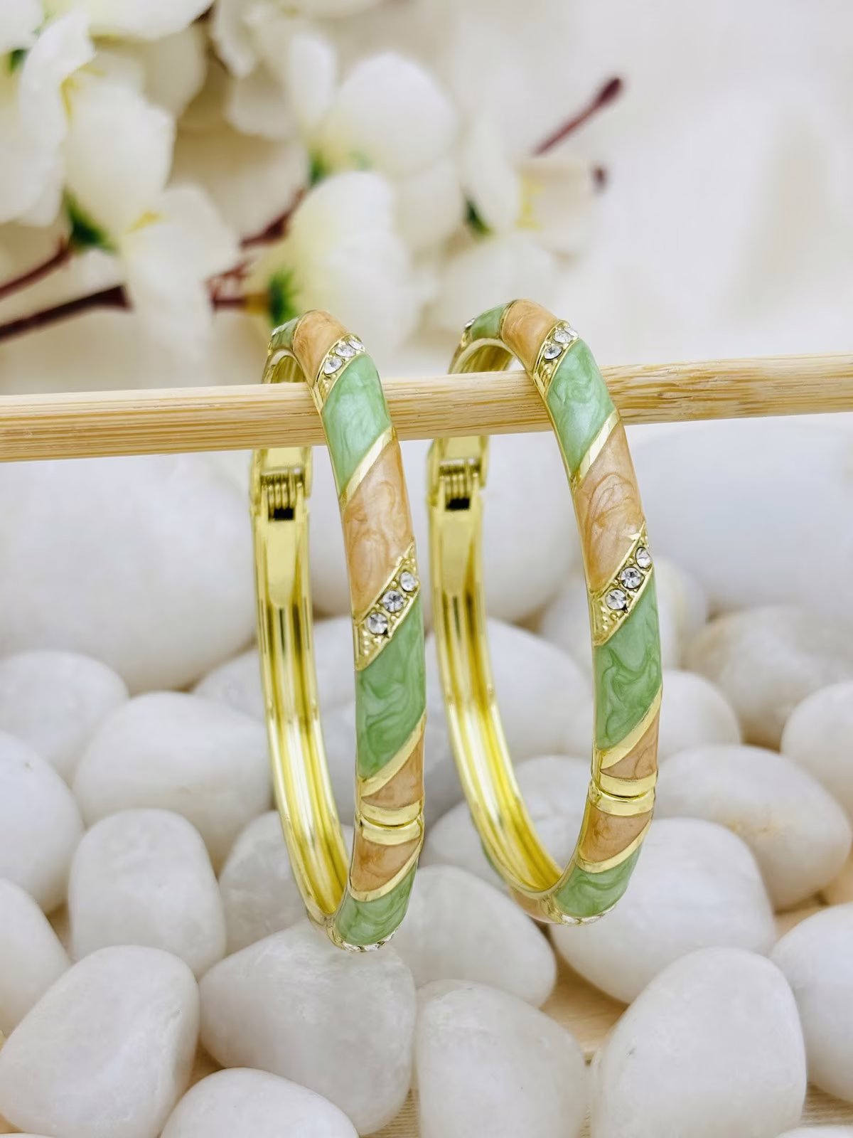 Panel Meenakari Kada – Mint-Peach