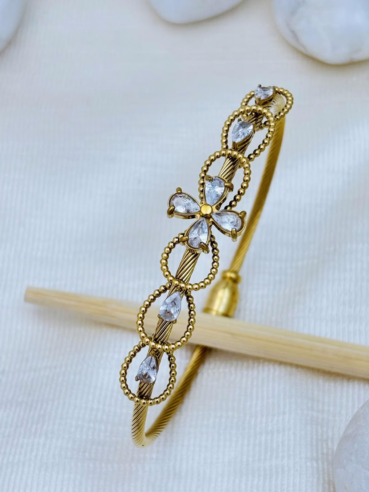 Infinity Drop Bracelet – White