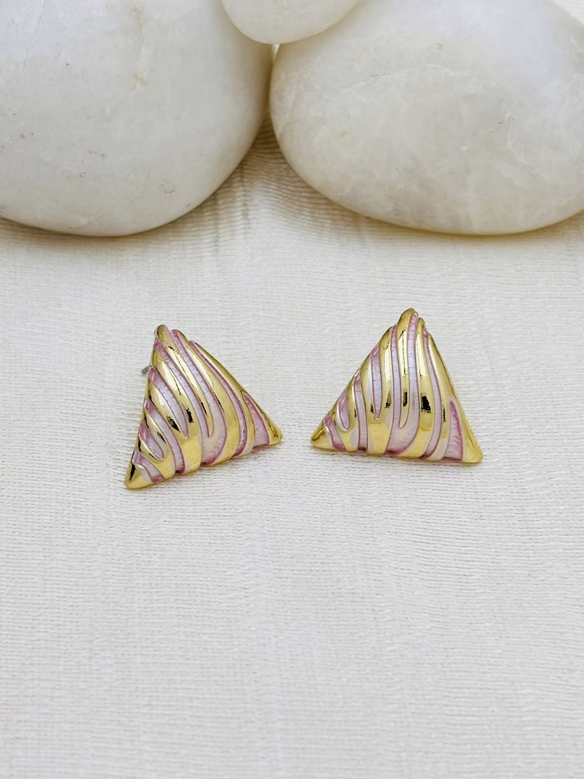 Prism Enamel Studs – Pink