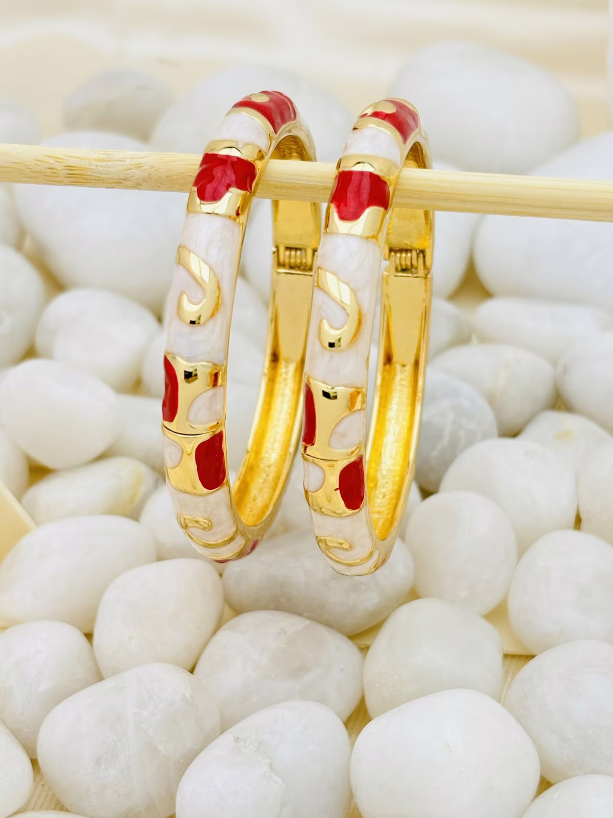Classic Curl Meenakari – Red Ivory