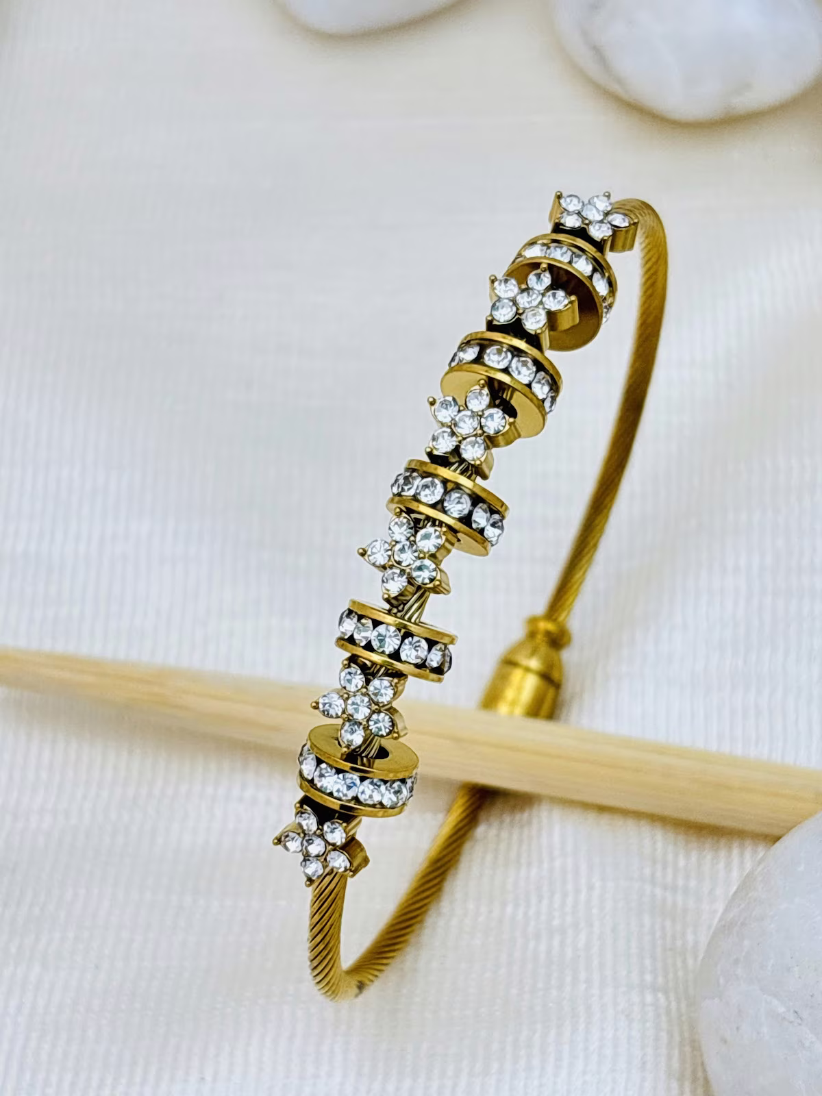 Crescent Crystal Bracelet – White