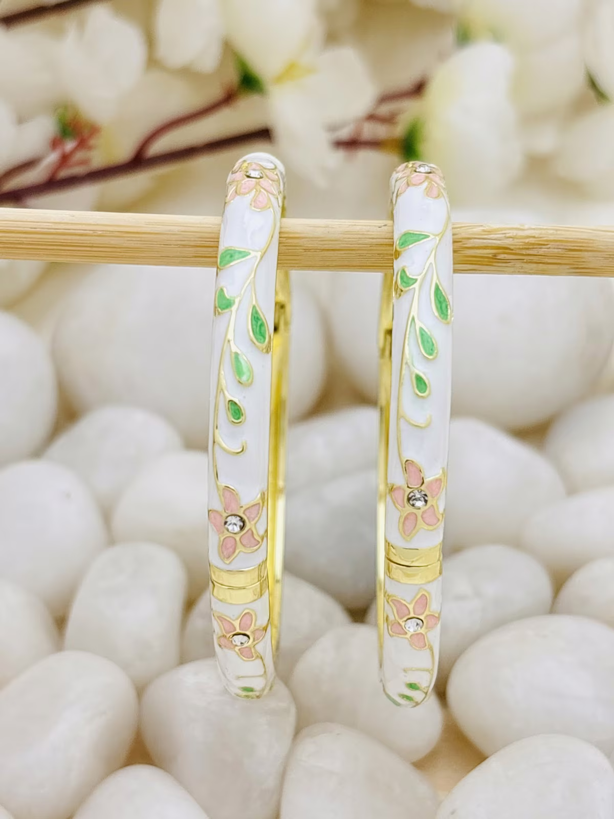 Leaf Meenakari Kada – White