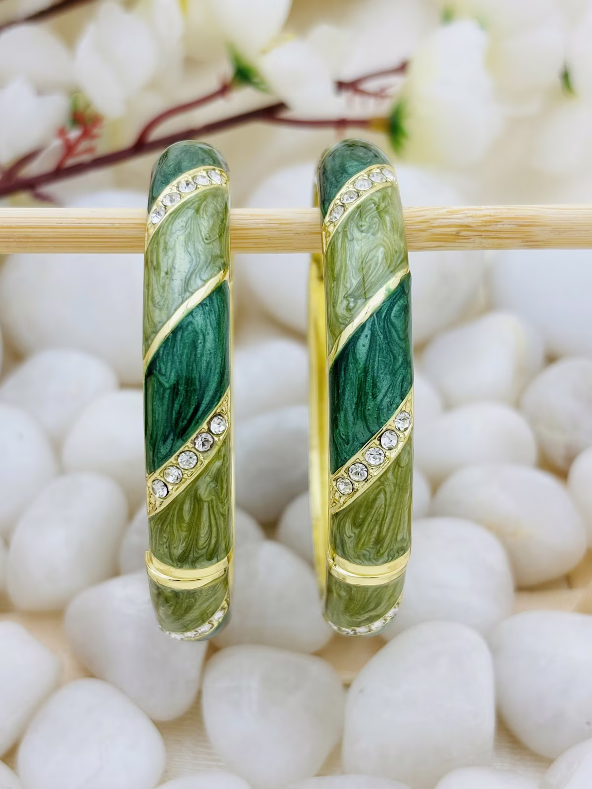 Crystal Sweep Meenakari – Emerald - Olive Green