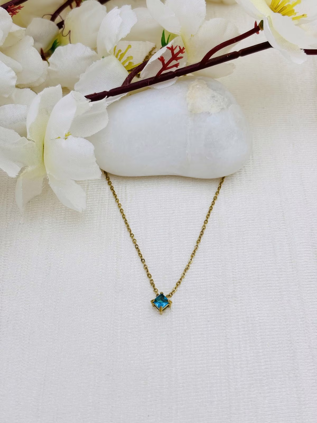 Square Gem Pendant – White