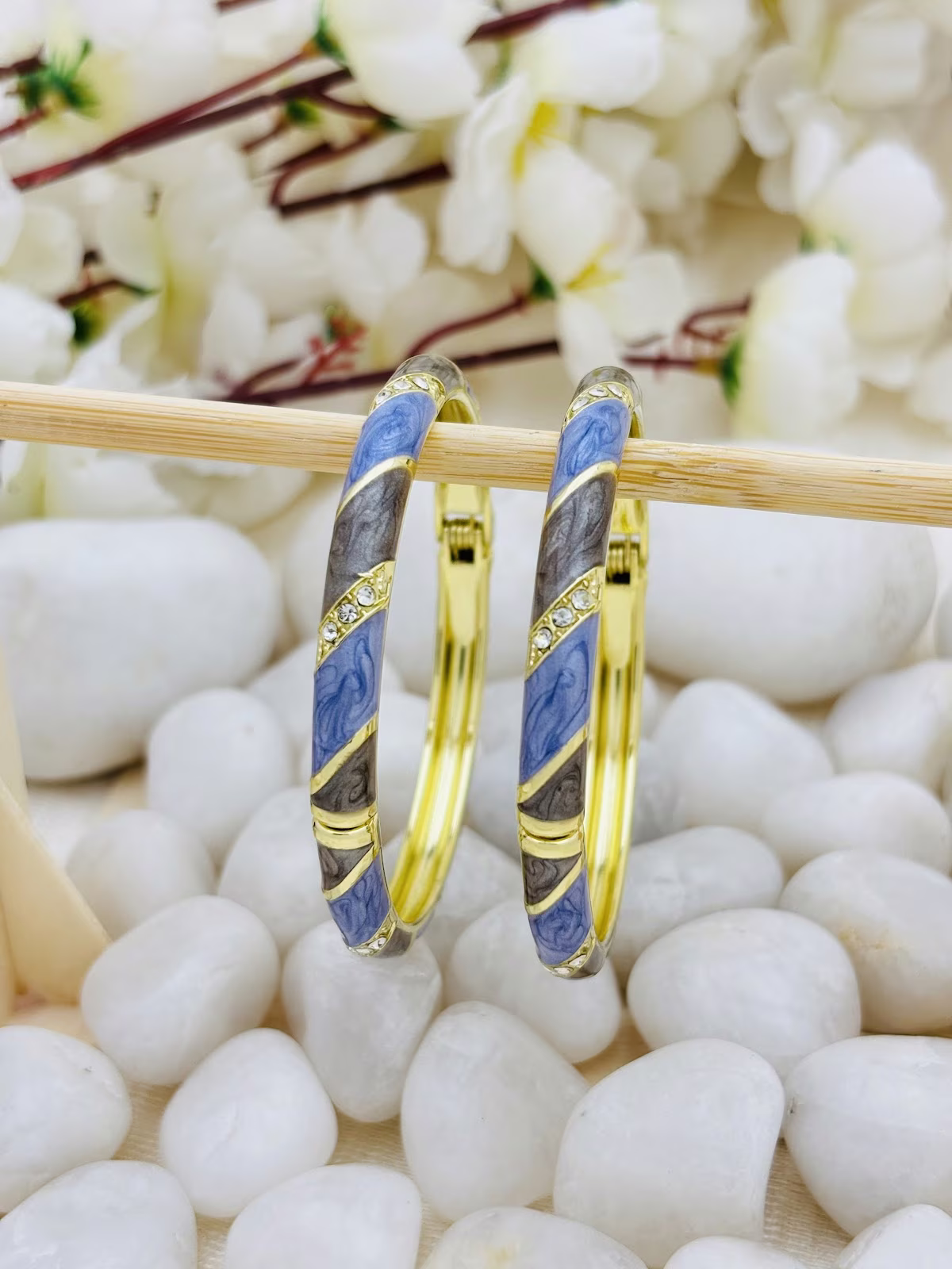 Ribbon Meenakari Kada – Blue-Grey