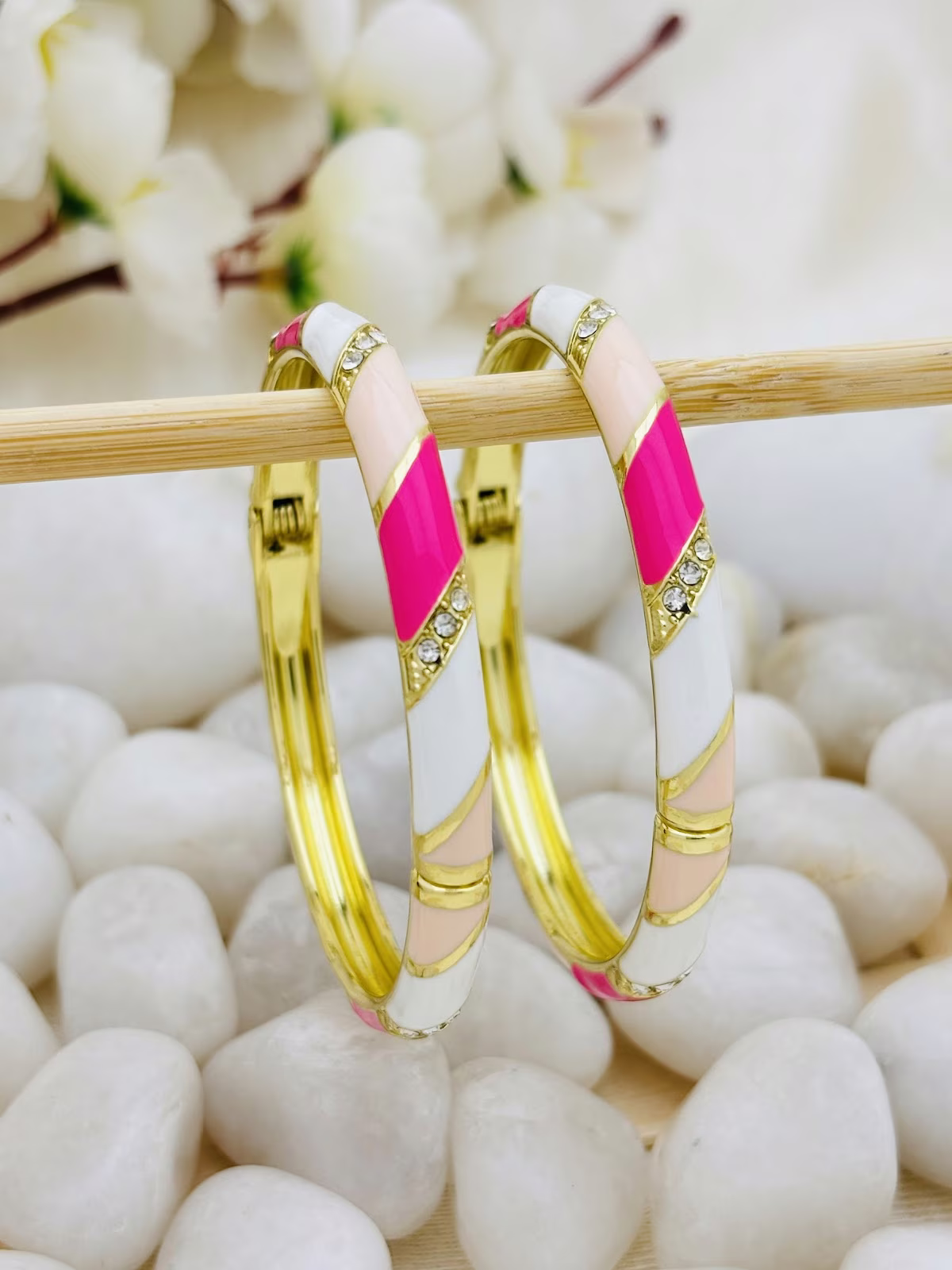Panel Meenakari Kada – Pink-White