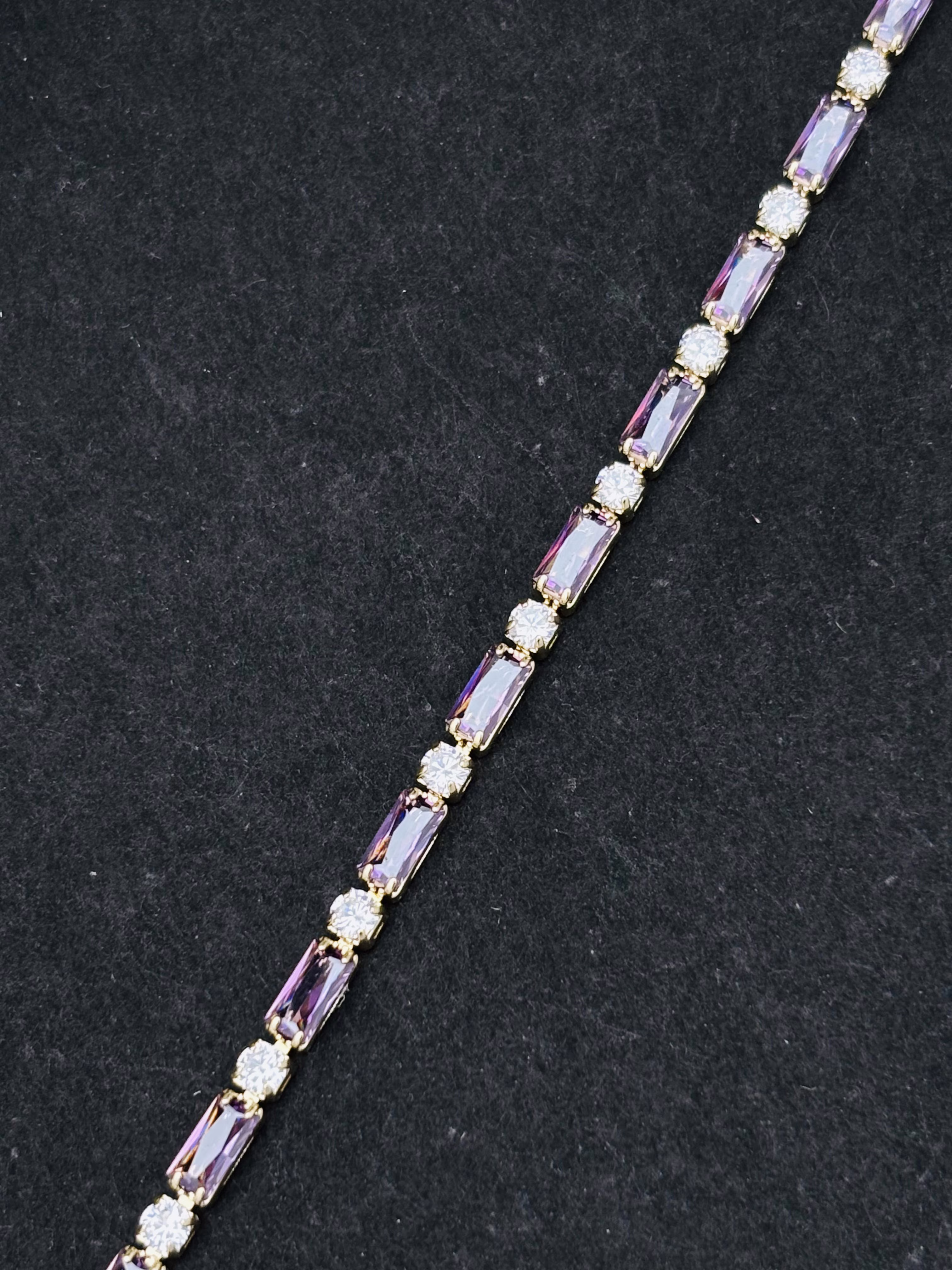 Baguette Link Bracelet – Purple