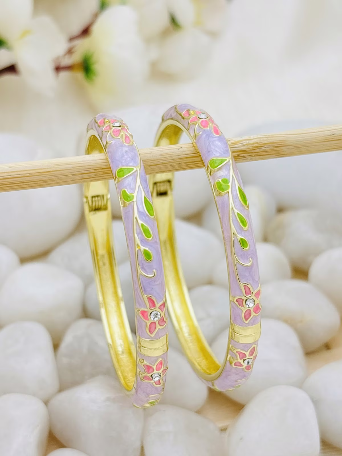 Leaf Meenakari Kada – Lavender