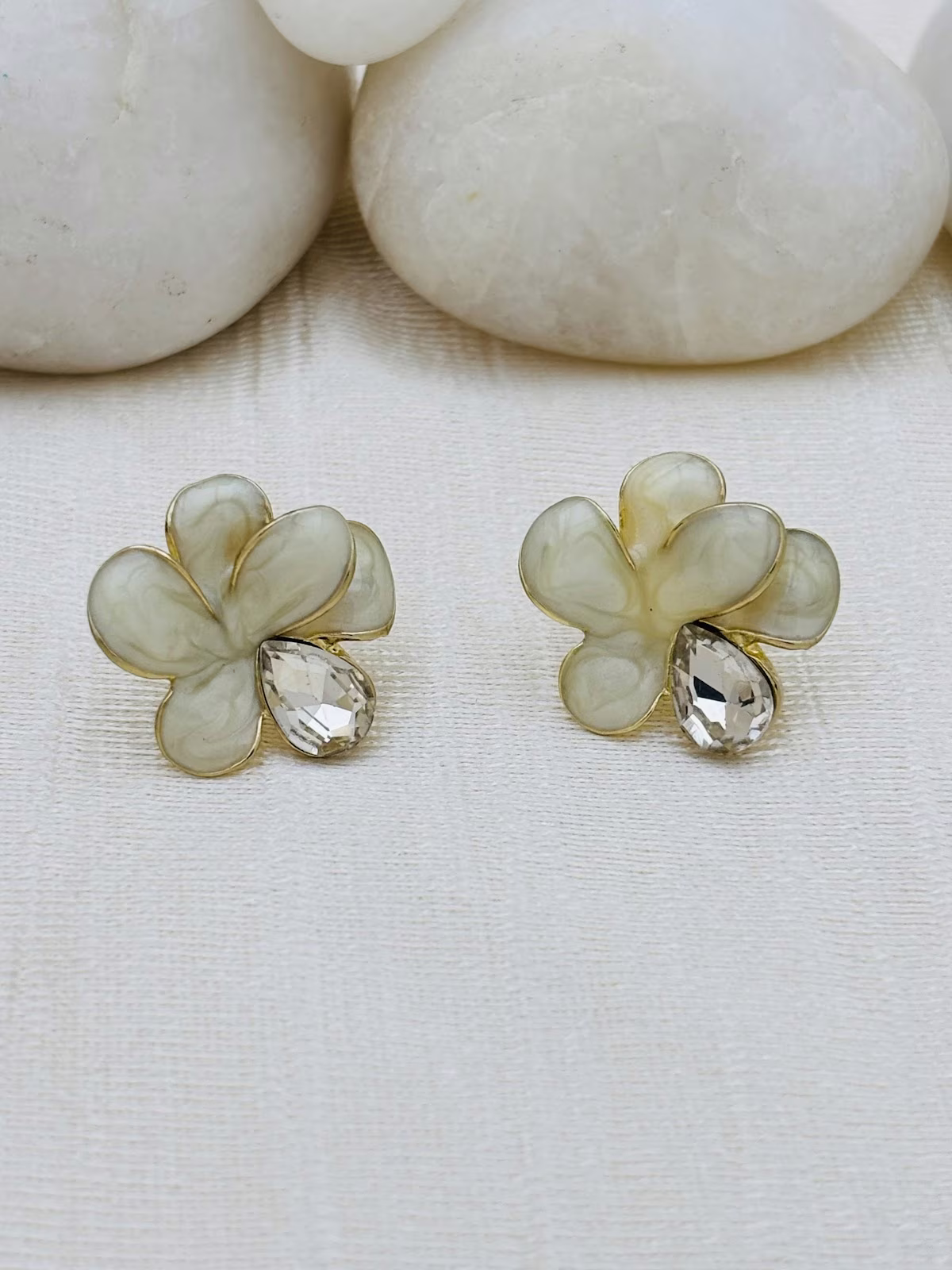 Crystal Enamel Studs – Pale Green