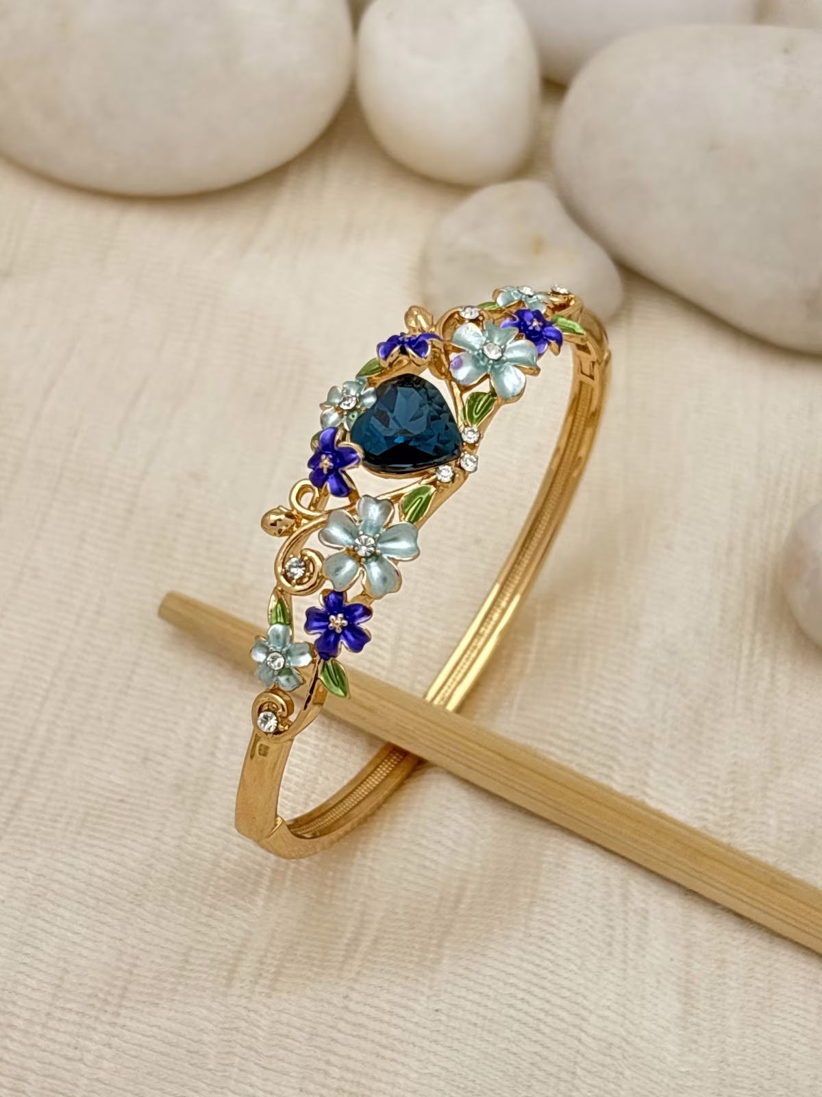 Floral Gem Bracelet – Blue