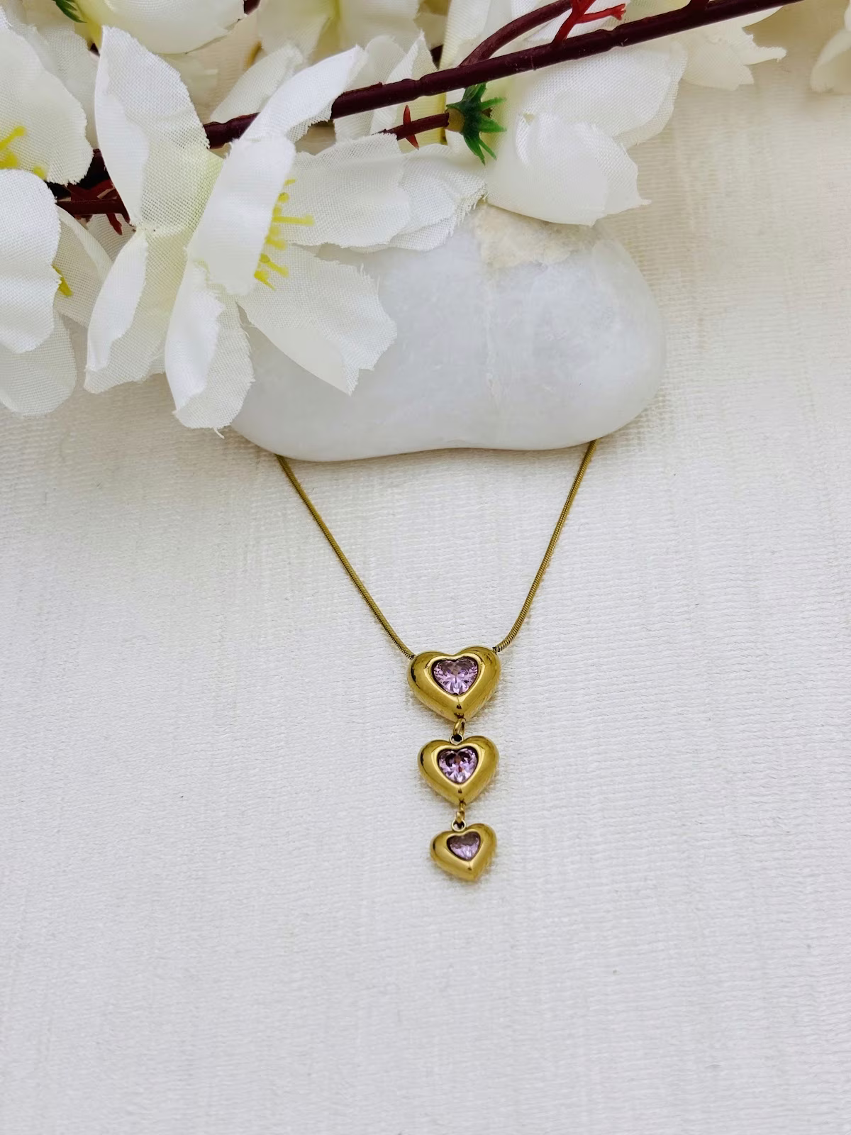 Triple Heart Cascade – Baby Pink