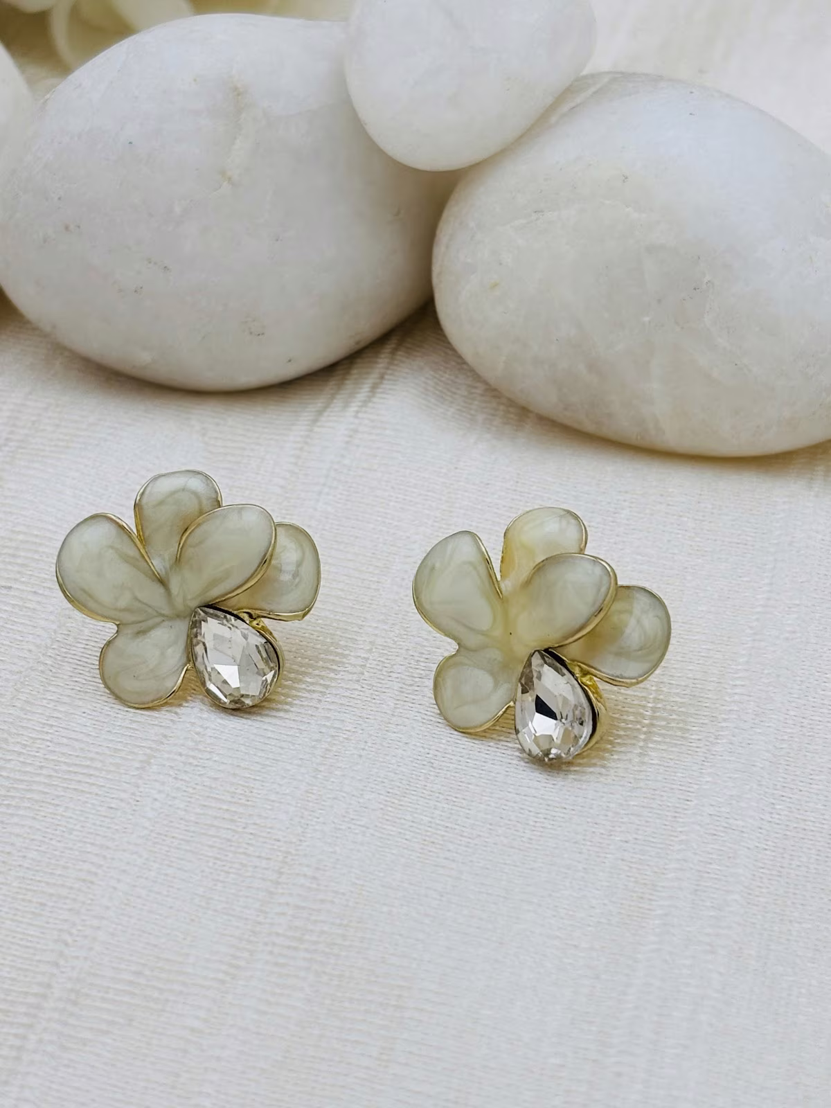 Crystal Enamel Studs – Pale Green