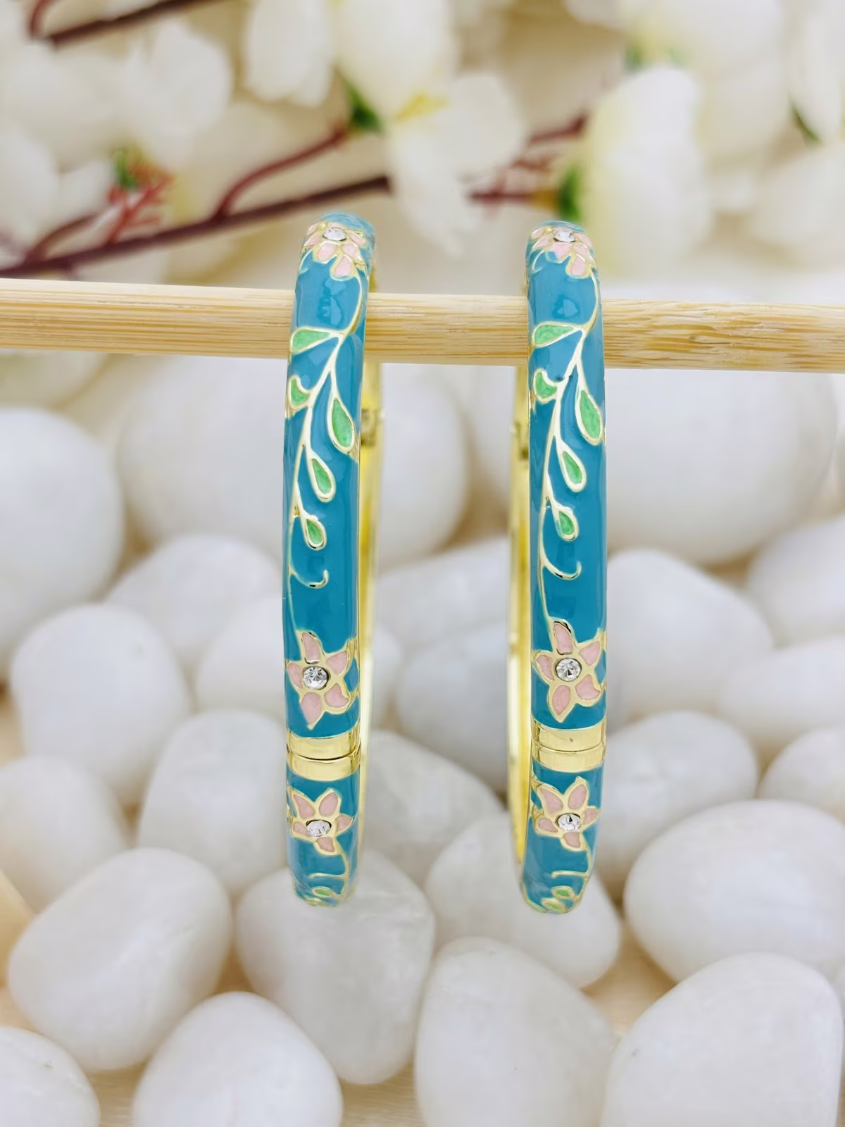 Blossom Meenakari Kada – Teal Blue