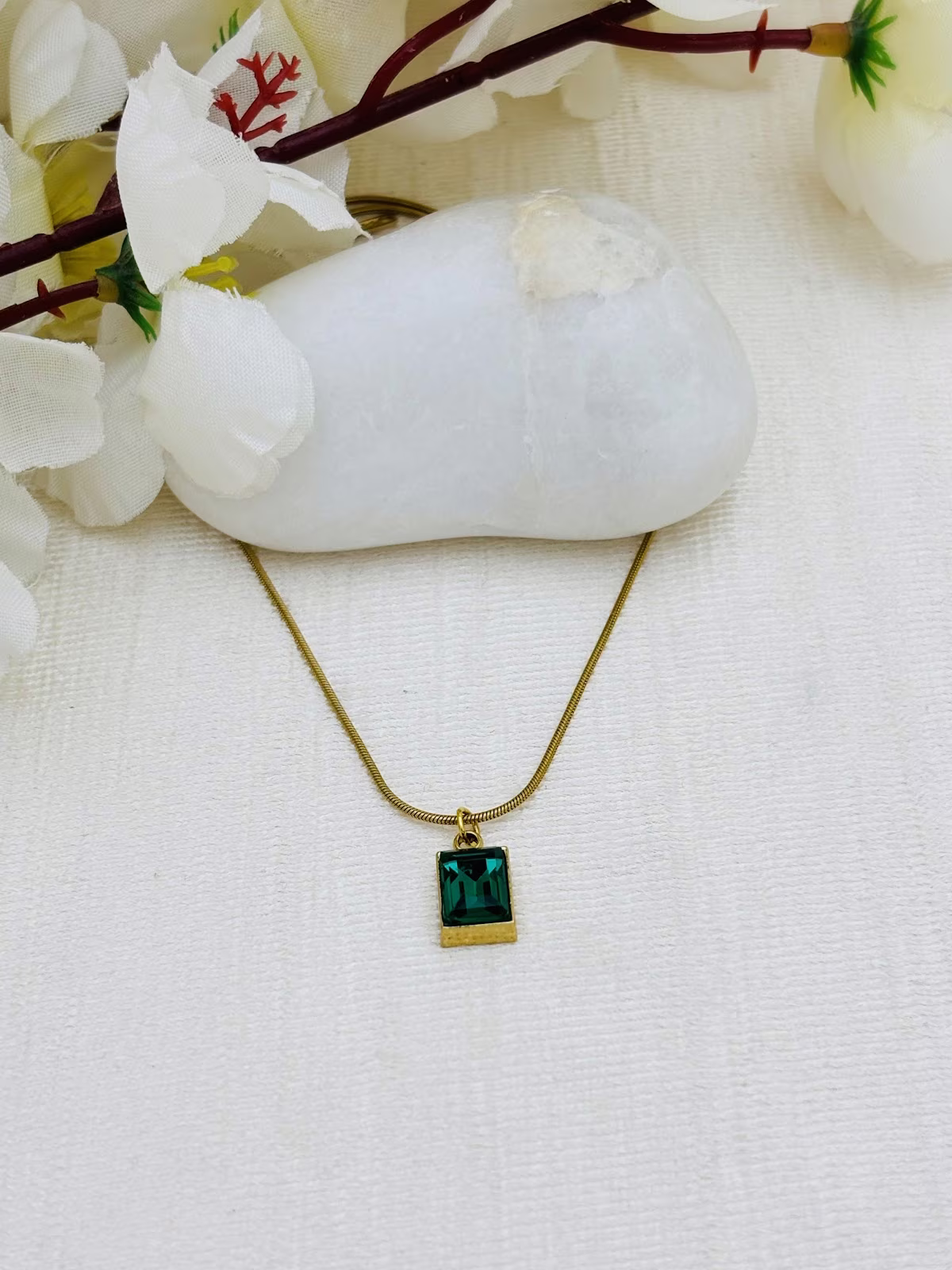 Emerald Rectangle Charm