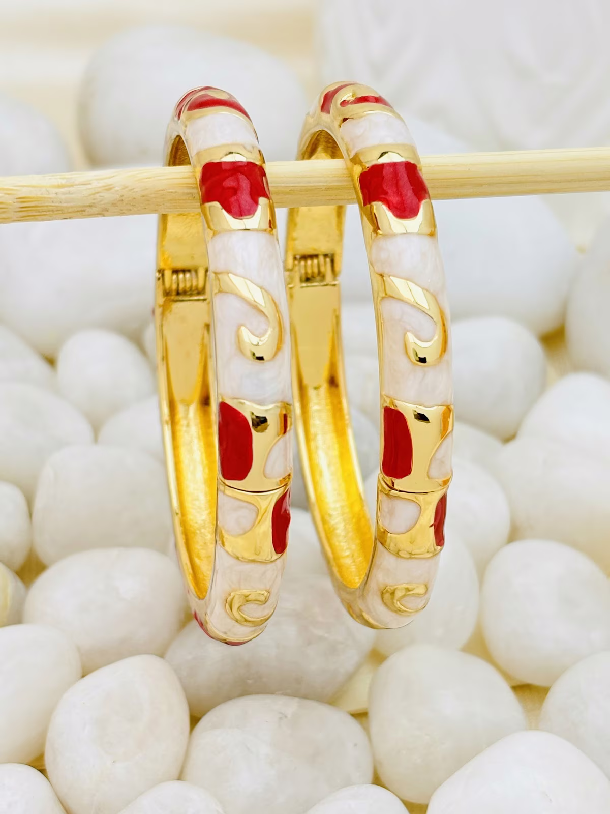 Classic Curl Meenakari – Red Ivory