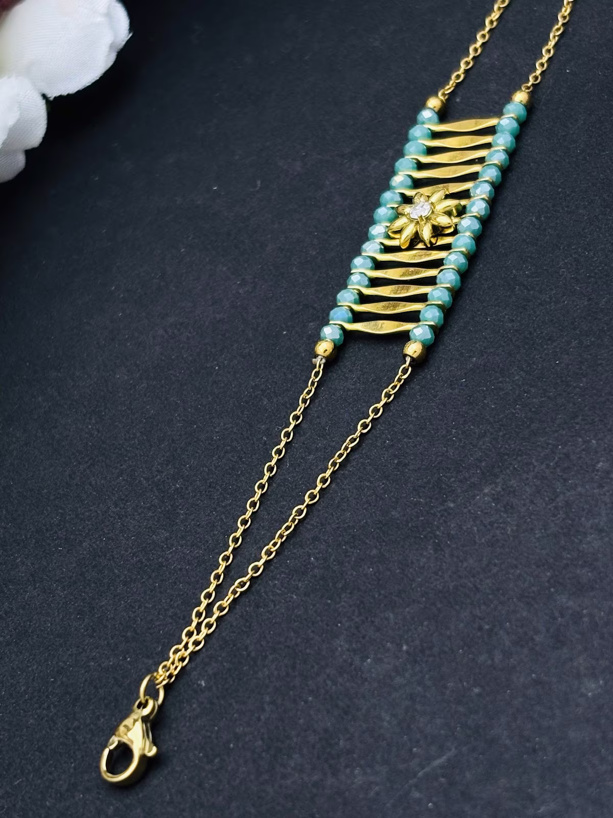 Floral Rail Bracelet – Green