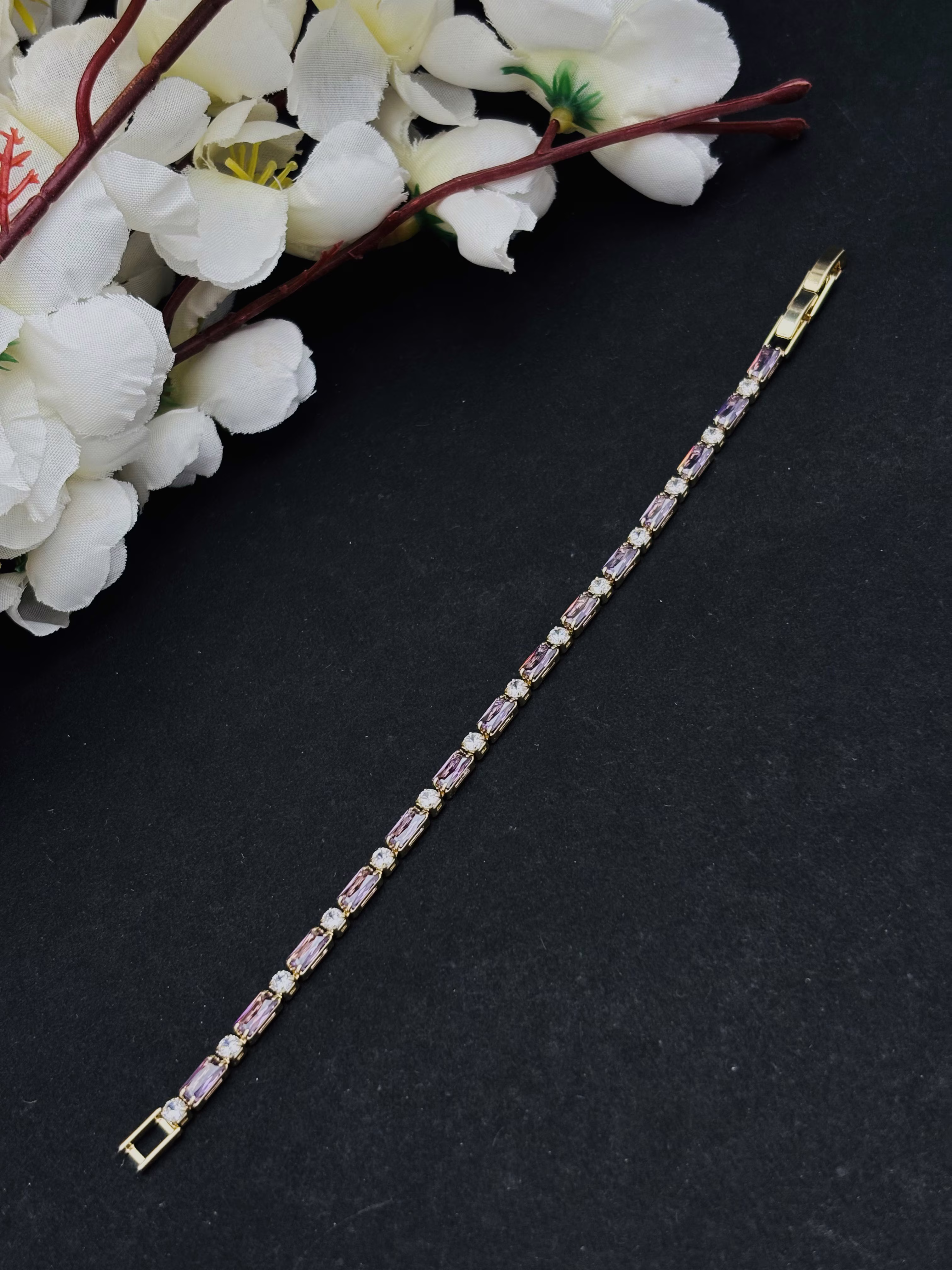 Baguette Link Bracelet – Purple