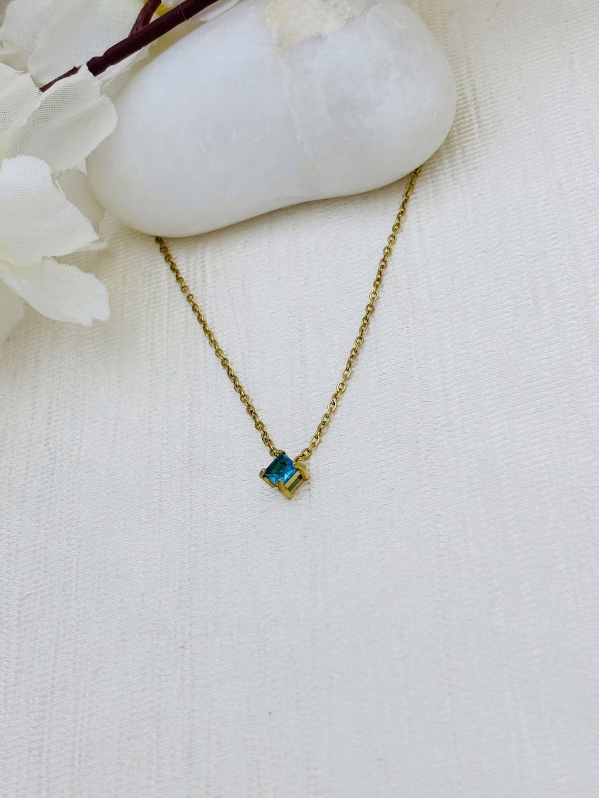 Square Gem Pendant – White