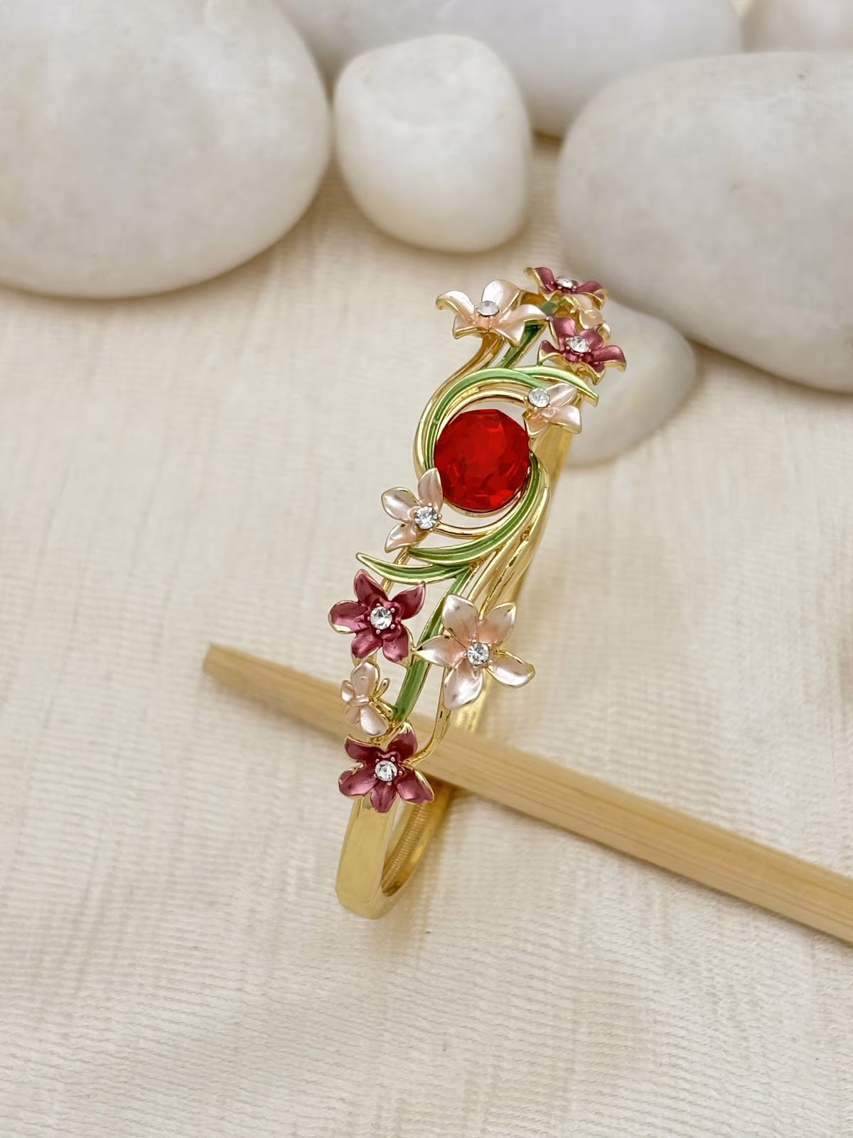 Swirl Gem Bracelet – Red