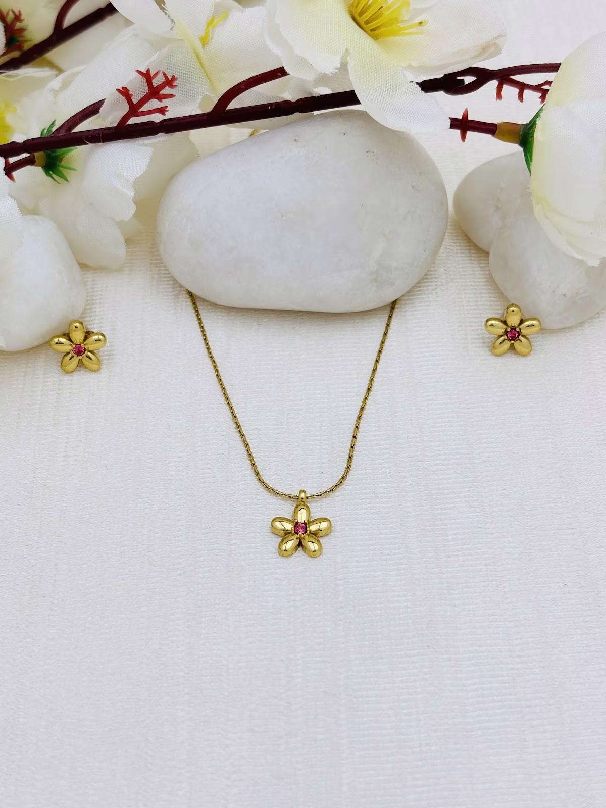 Daisy Pendant Set – Pink