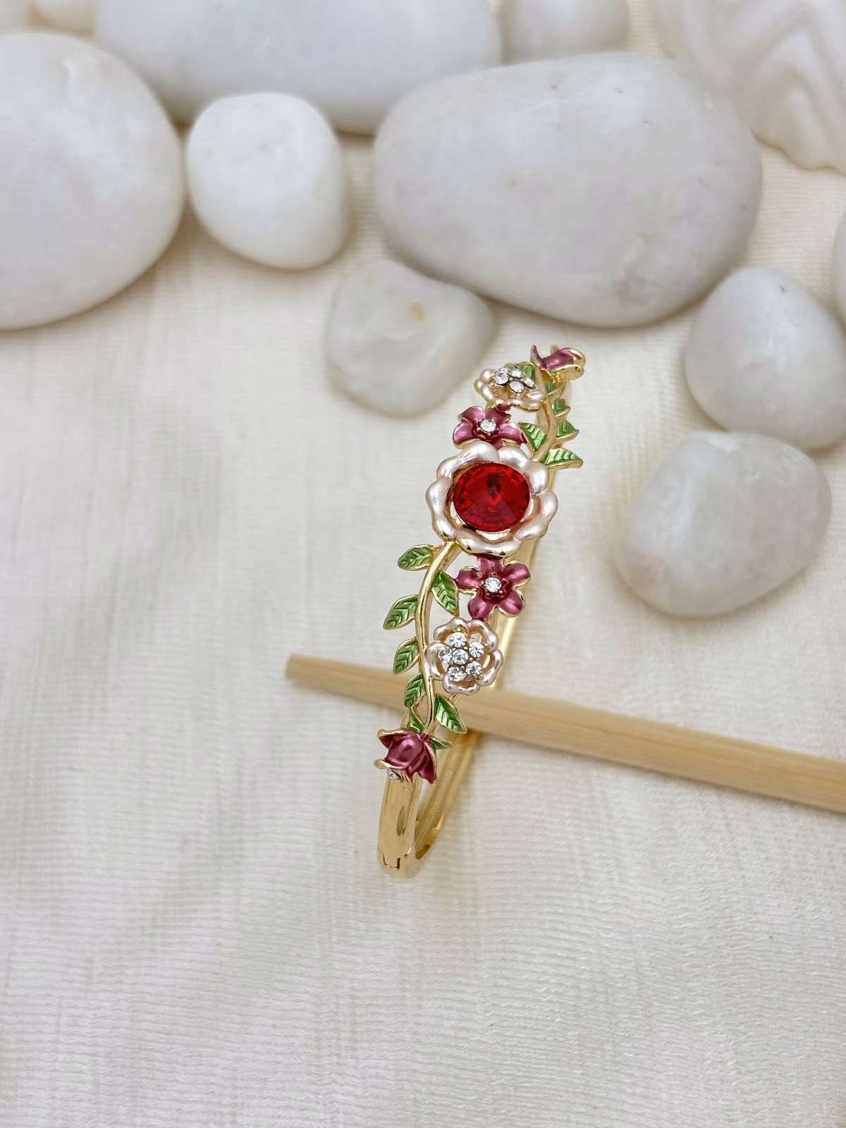 Crystal Bloom Bracelet – Red