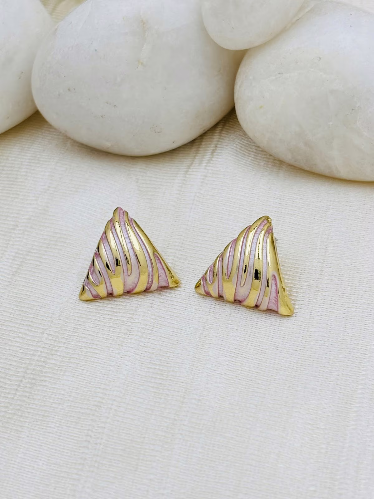 Prism Enamel Studs – Pink
