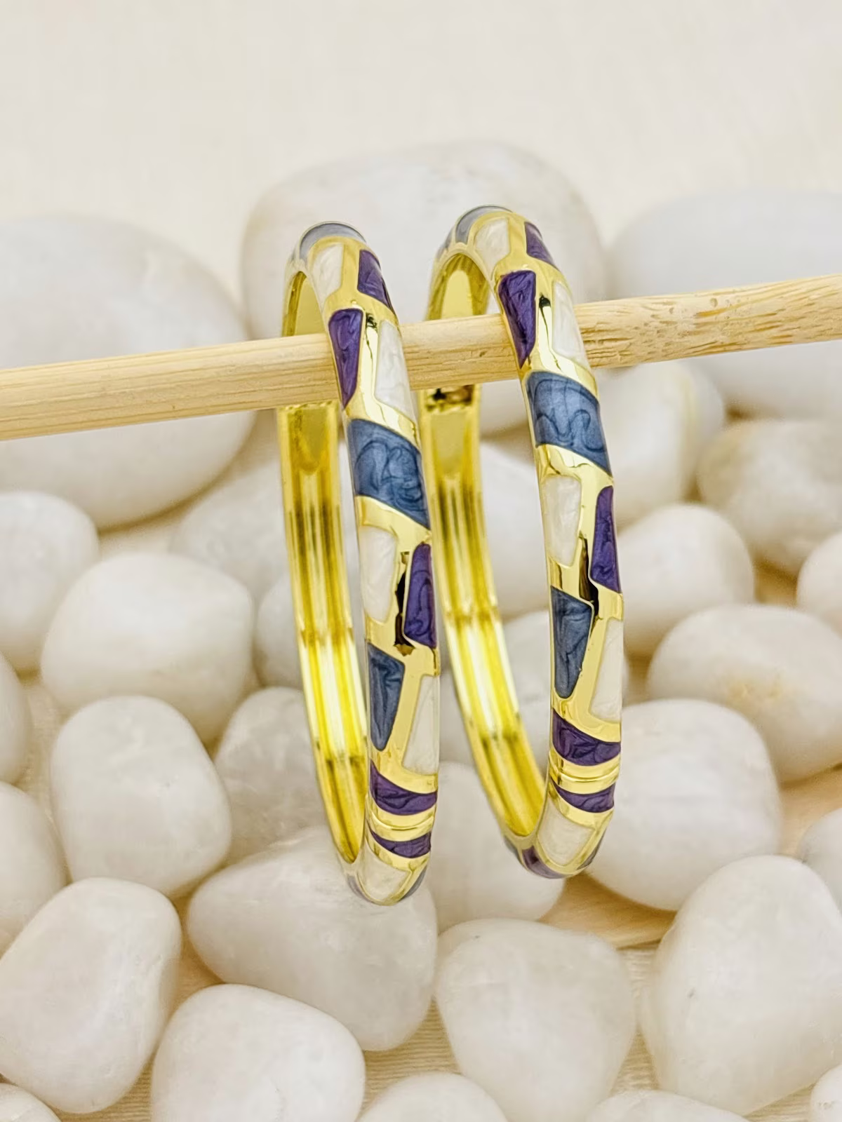 Abstract Meenakari Kada – Purple-Blue-White