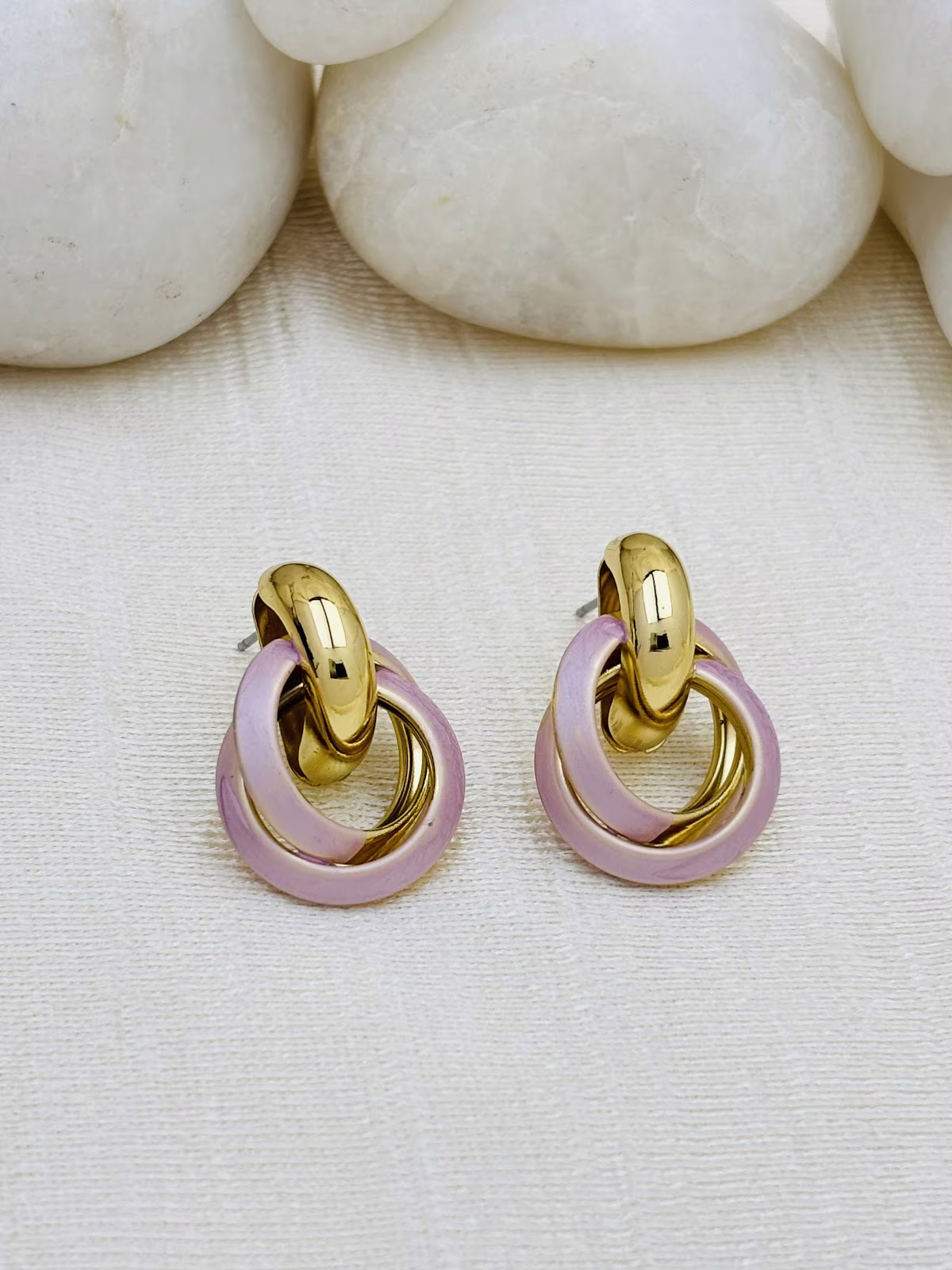 Orbit Enamel Studs – Pink