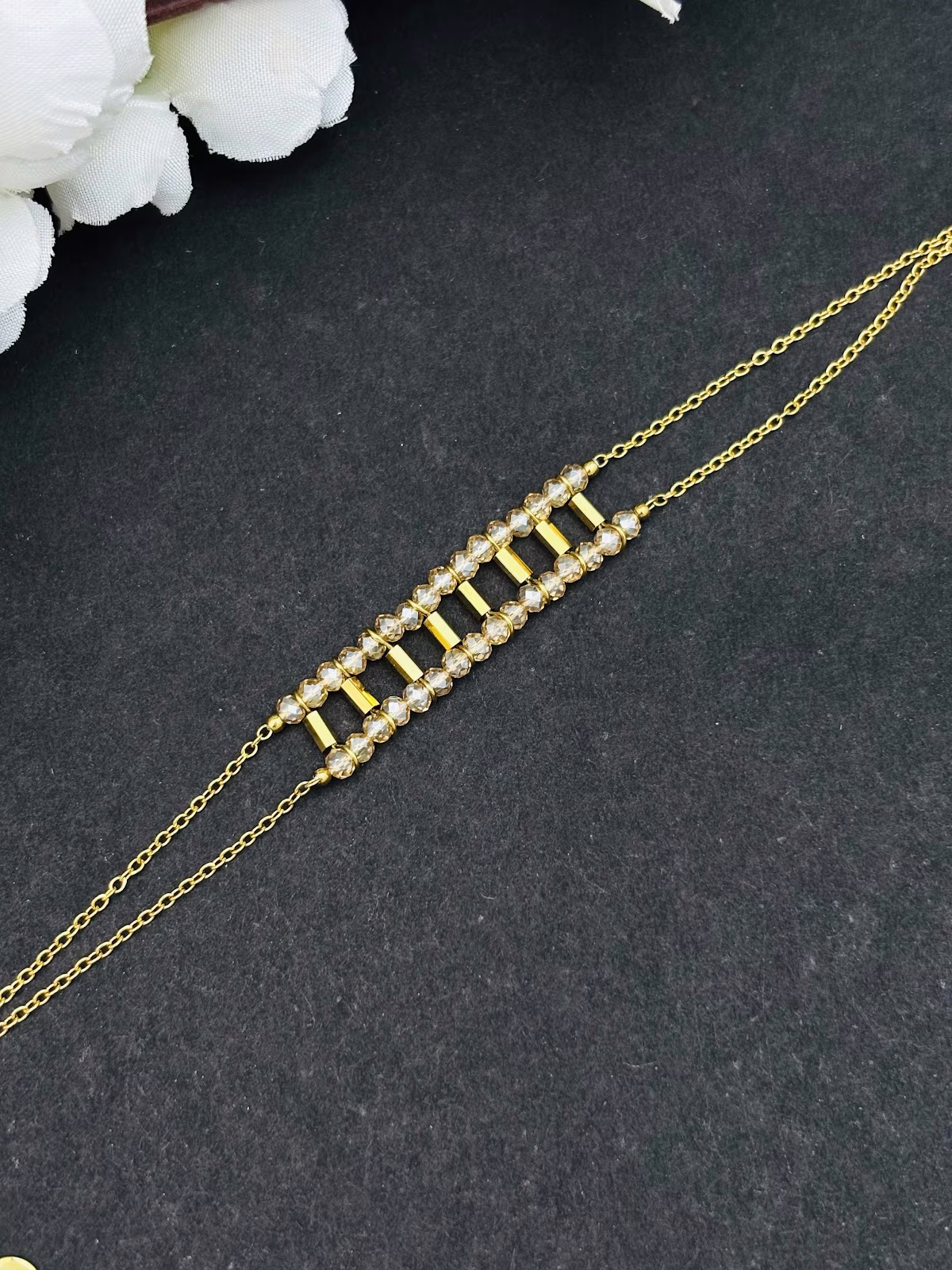 Beaded Ladder Bracelet – Cream