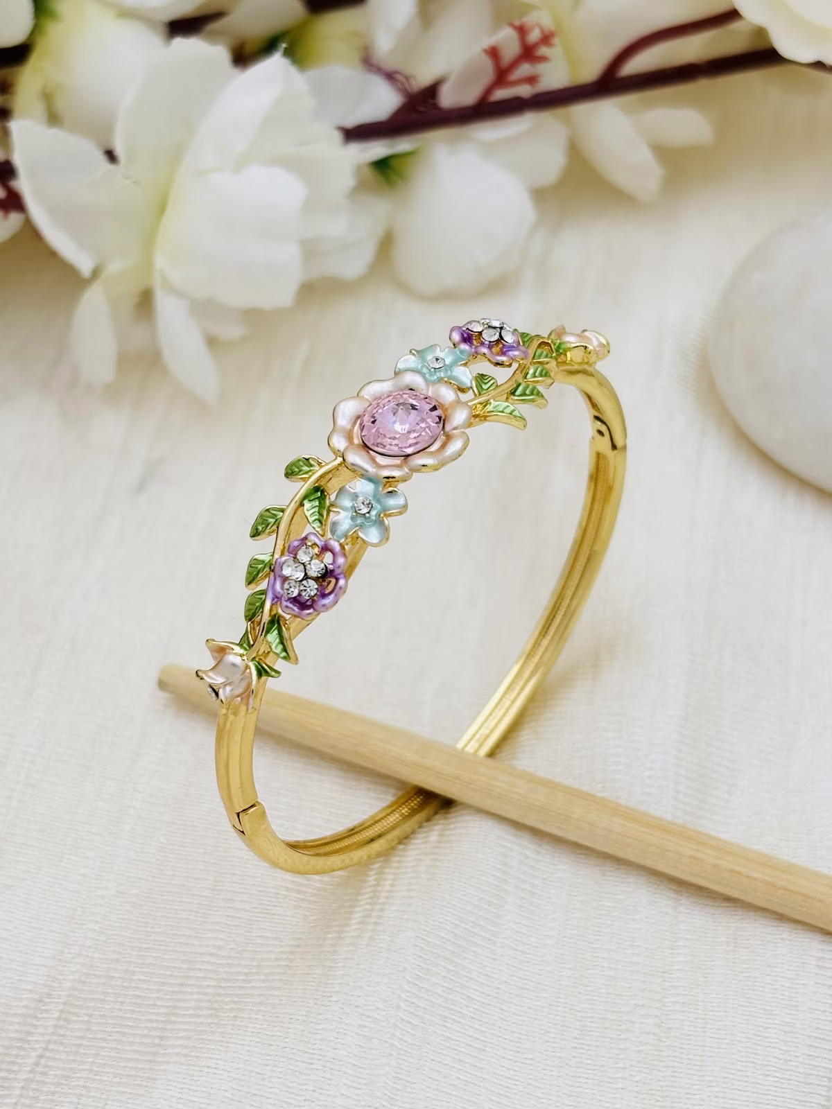 Crystal Bloom Bracelet – Pink