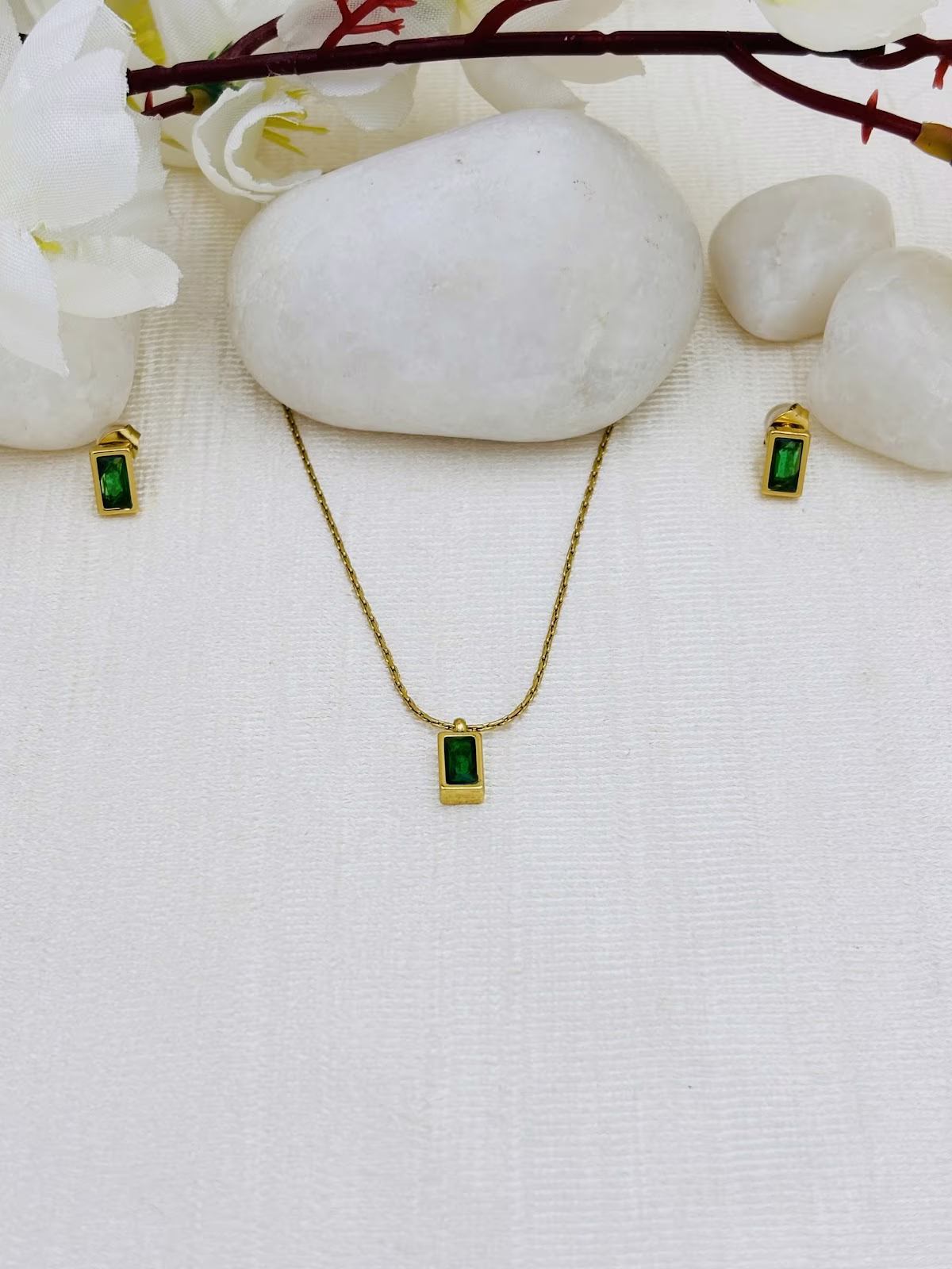 Baguette Pendant Set – Dark Green