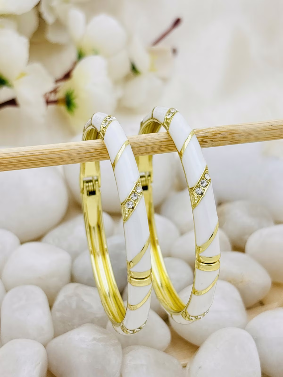 Spiral Meenakari Kada – White