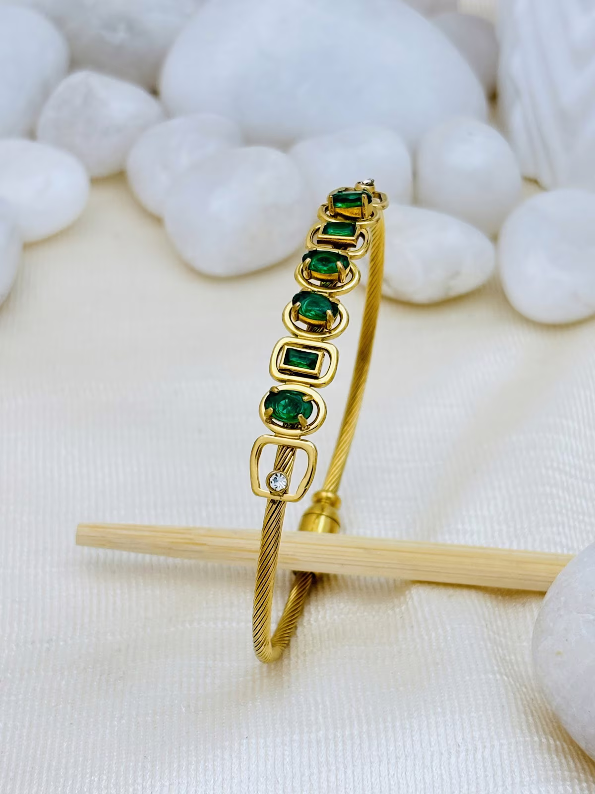 Geometric Gem Bracelet – Green