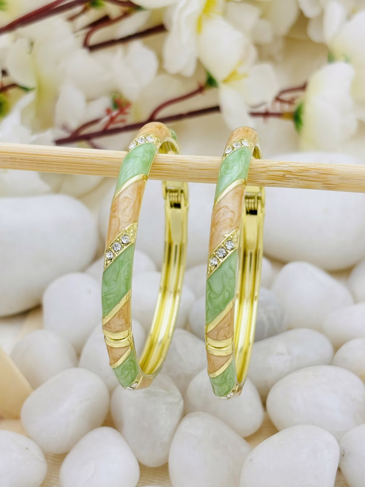 Panel Meenakari Kada – Mint-Peach
